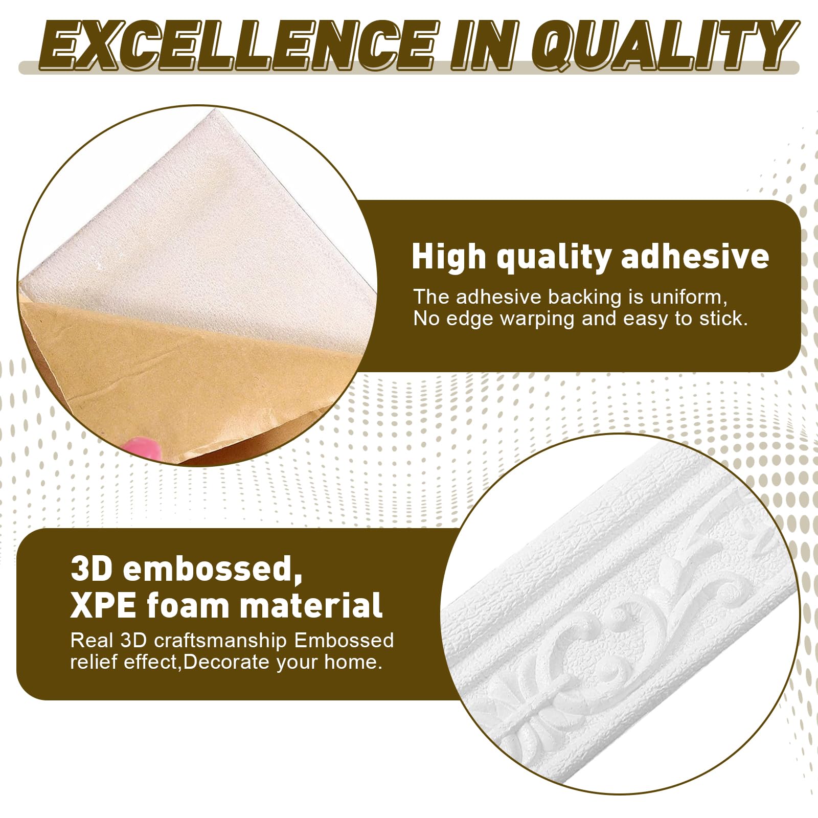 LPZMPZ Cenefa autoadhesiva de color blanco, 10 m x 8 cm x 4 mm, molduras decorativas impermeables 3D para pasillo, techo, esquina, línea