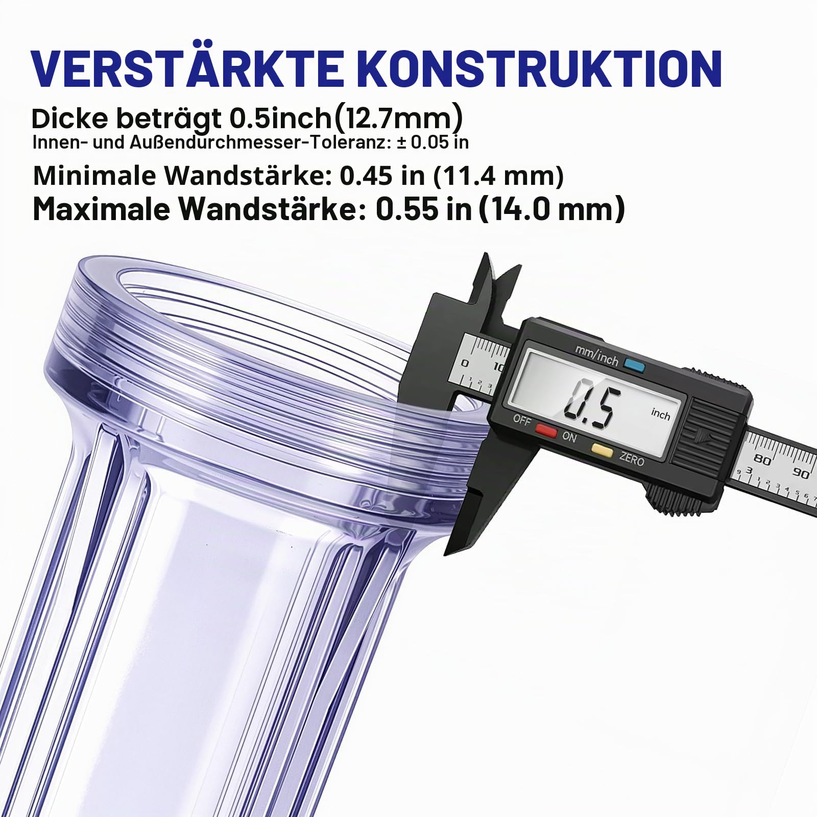 Geekpure 10-Zoll schmales Gehäuse für Hauswasserfilter mit Druckentlastungsventil –3/4" BSP Messinganschluss –passend für 2,5" x 10" Filter –transparent