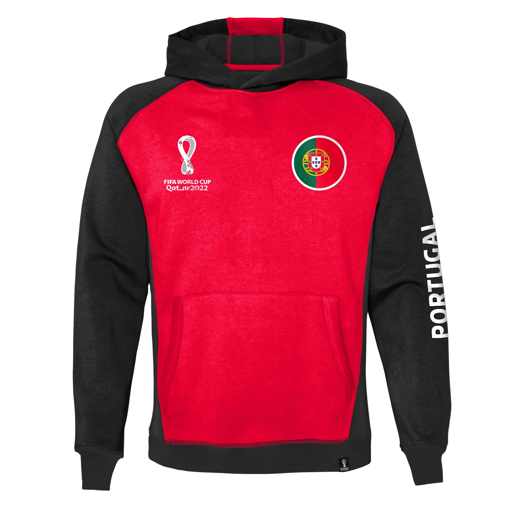 Outerstuff Youth & Kids FIFA World Cup Contrast Raglan Tech Fleece Hood, Red-Black, Kids Medium-5/6