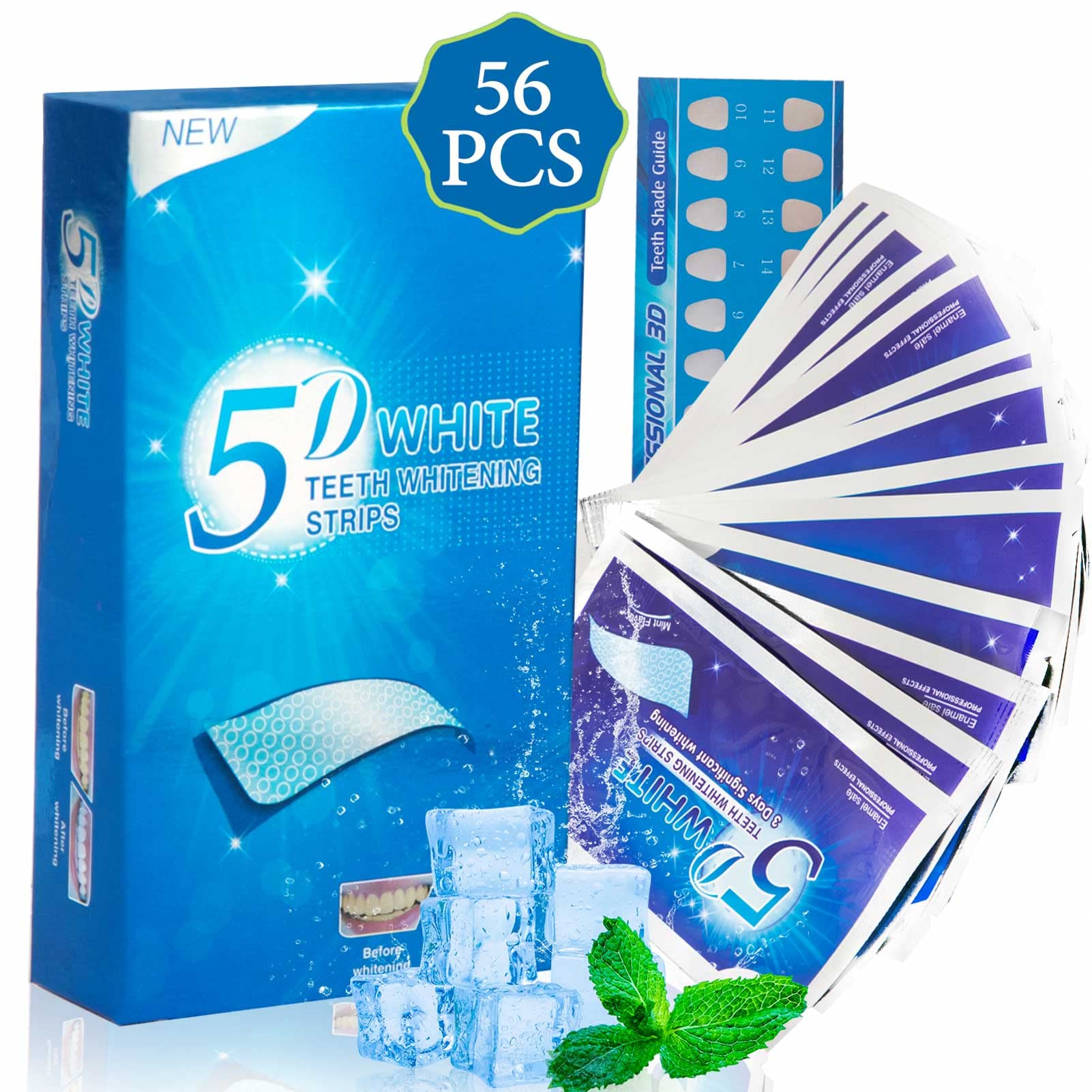 56 PCS Strisce Sbiancanti Denti 5D Schloss, Teeth Whitening Strips con Adesione unica, Dental Whitestrips Ricche di Fattore Sbiancante e Fattore Antiallergico, Comode e Prive di Acido Dentale