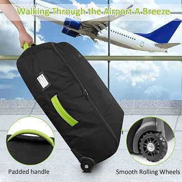 YOREPEK Padded Stroller Travel Bag with Wheels for Airplane, Fits Nuna Mixx Next/Triv Next(Remove All Wheels), with a Separate Pocket to Store Stroller Wheels, Gate Check Stroller Bag for Air Travel