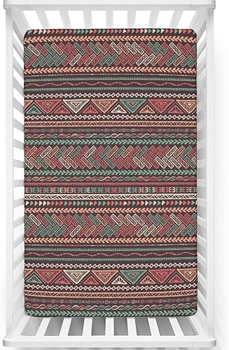 Sábana bajera ajustable para cuna pequeña con temática bohemia, sábanas portátiles para cuna, suaves y elásticas, para niños y niñas, 24 x 38