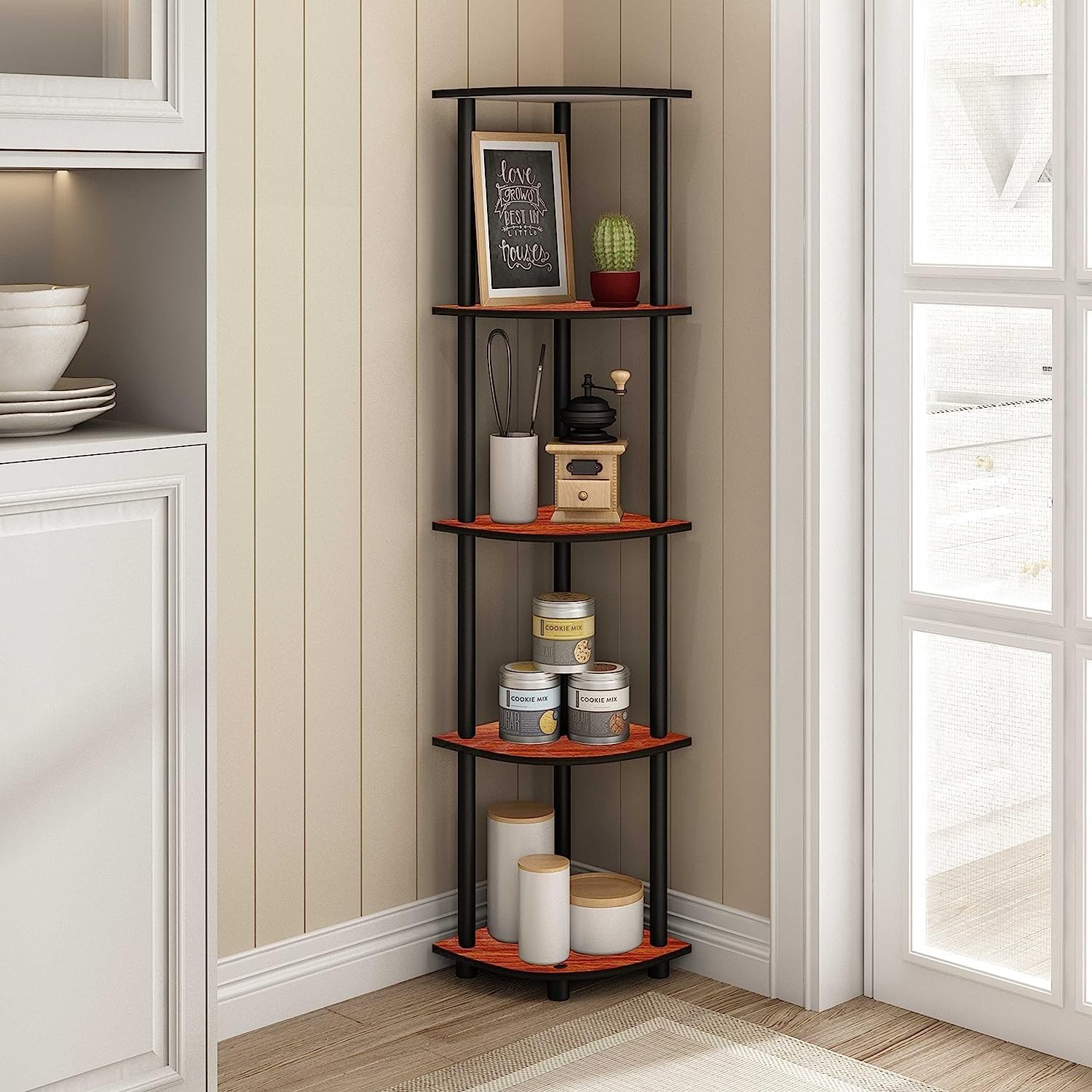 Artesia Handcrafted MDF Corner Rack Foldable Side Table 5 Shelves Corner Stand End Table Home D�cor Vase Stand for Living Room and Bedroom (Brown)-image-24