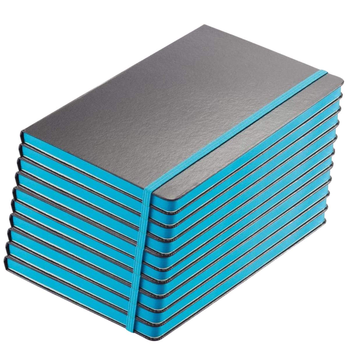 Santhome Classic Lined Notebook, 192 Pages, Hardcover Ruled - Pack of 10 (Black/Blue)