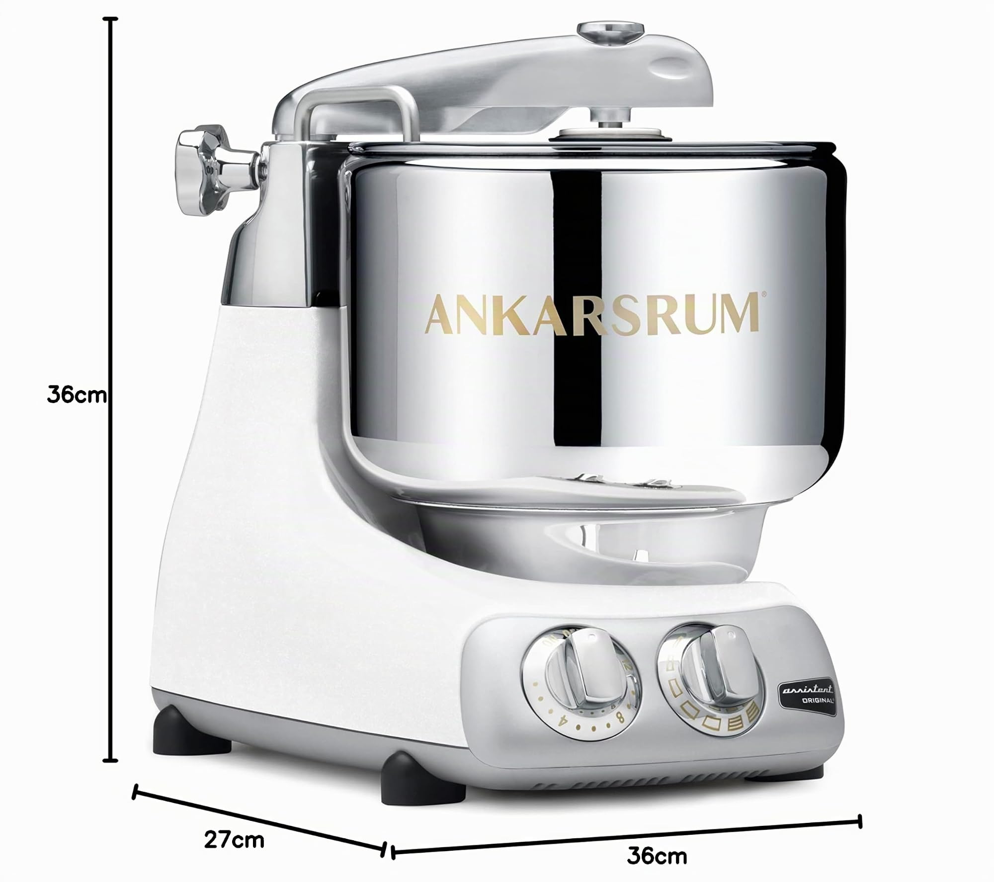 Ankarsrum 6230 WH Assistent Original-AKM6230 Kitchen Machine-Mineral White (MW), 1500 W, 7 Litri, Alluminio, Bianco Opaco