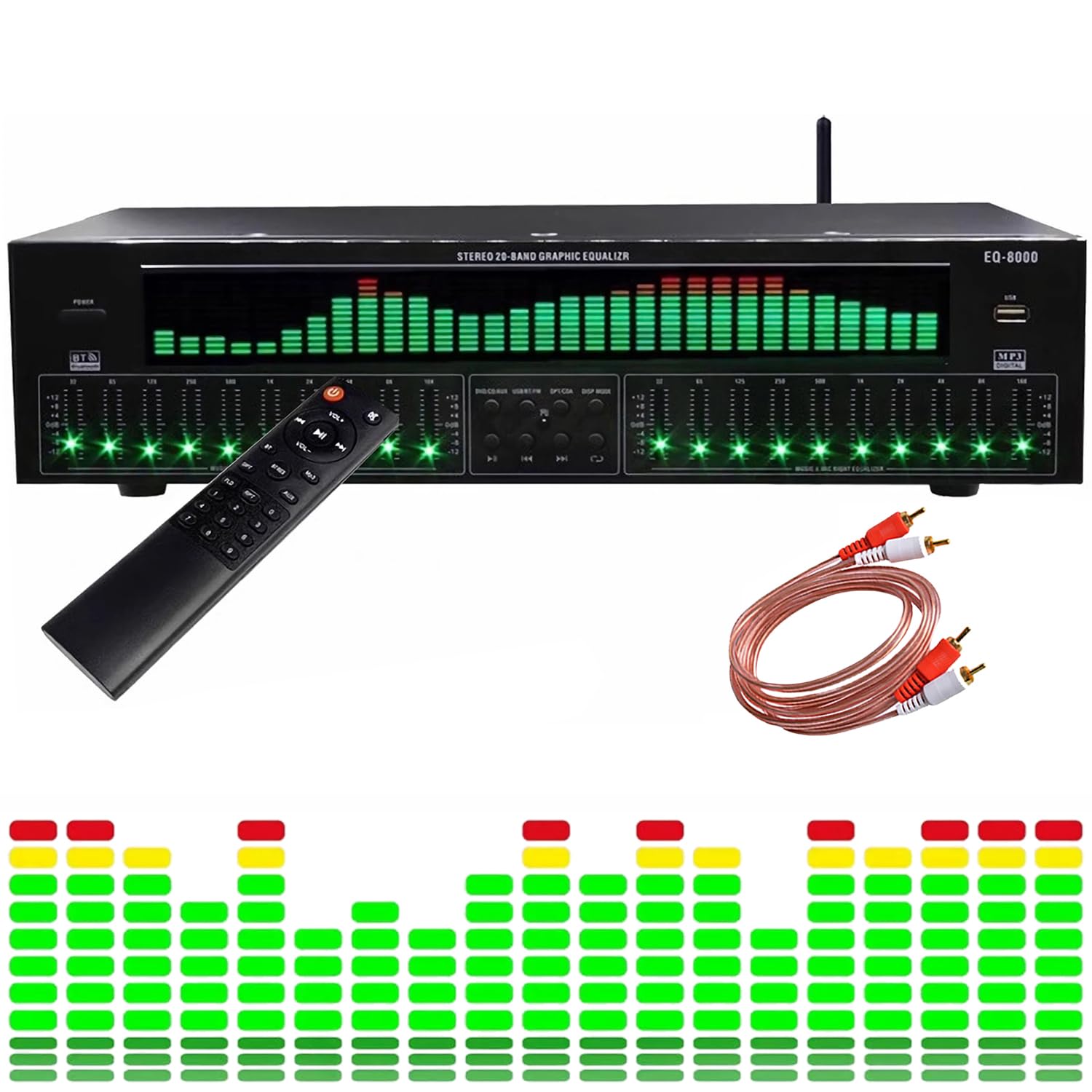 Ecualizador Gráfico Hi-Fi, Analizador De Espectro De 31 Bandas, Ecualizador De Audio Óptico Coaxial Bluetooth 5.4, Reducción De Ruido, para Audio Doméstico, Estudio De Grabación