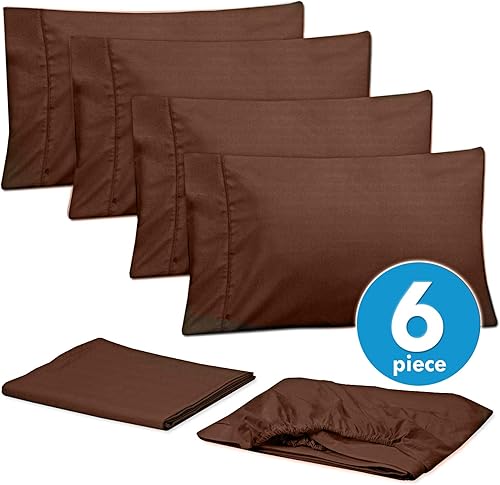 Miniatura 3 de Sweet Home Collection Juego de sábanas de tamaño matrimonial de 6 piezas de 1500 hilos de microfibra cepillada fina con bolsillos profundos  Fundas