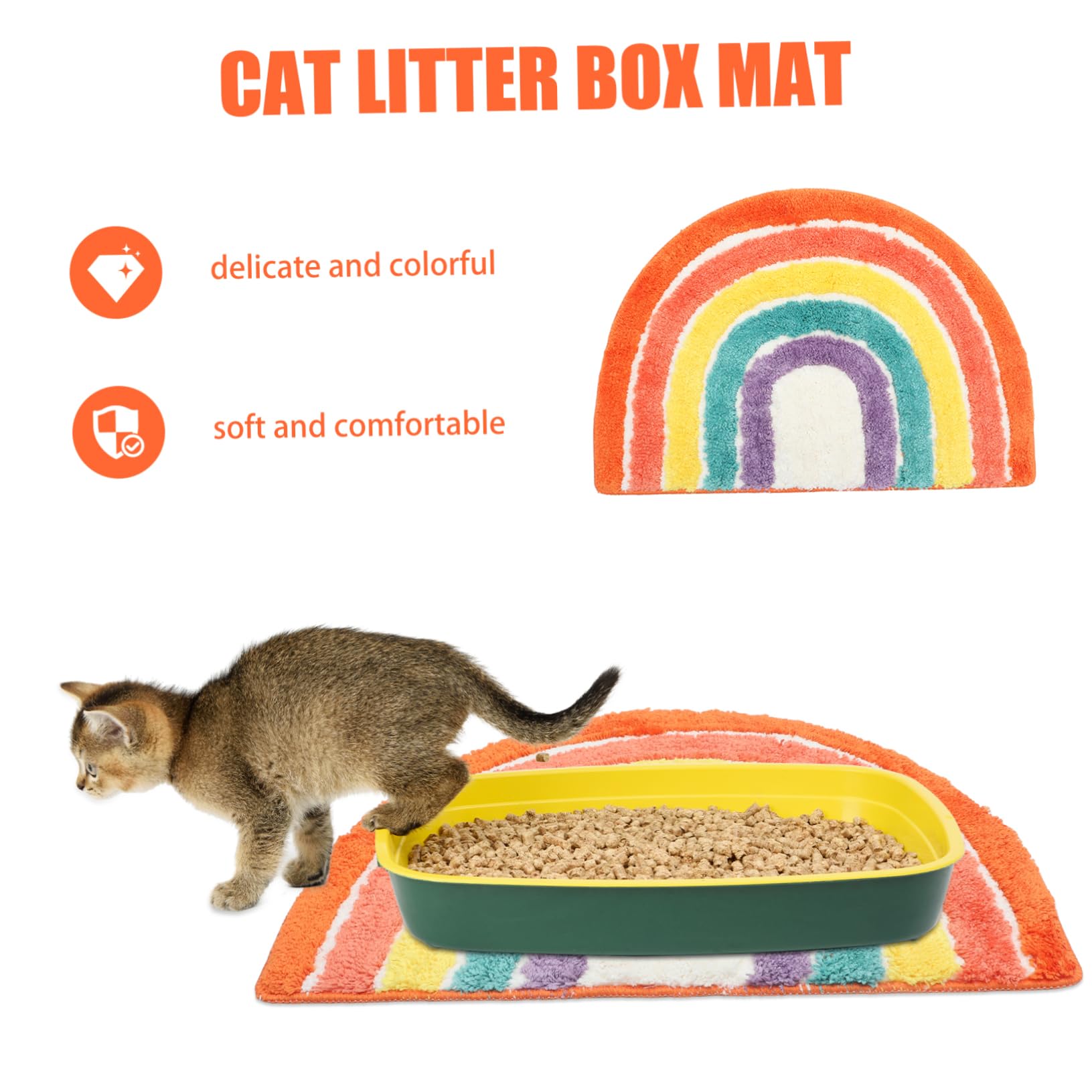 Toddmomy Katzenstreumatte Rutschfeste Unterseite Größenvielfalt Katzenpflege Streuaufnahme Reinigungshäufigkeit Komfortables Material Regenbogen Design Katzentoilette