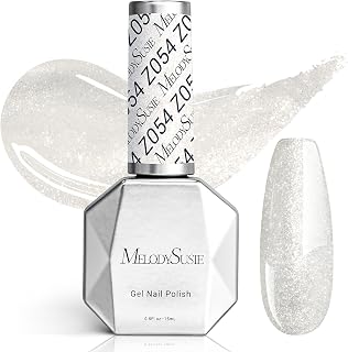 MelodySusie White Glitter Gel Nail Polish,0.5fl oz Soak Off UV LED Pure White Sparkle Glitter Gel Polish Gift for Women Nail Art Manicure Salon DIY Nail Design Decoration at Home-z054