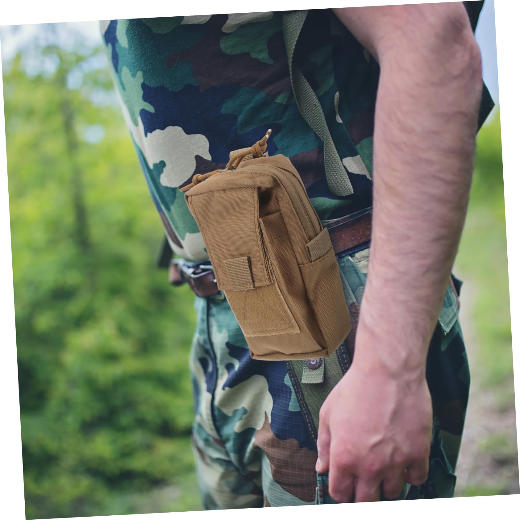 ibasenice Portamonete da Appendere sospeso Piccolo Campeggio Palestra marsupi da Cintura per Uomo Borsa per Cellulare Borsa appesa Custodia Panno Oxford Khaki