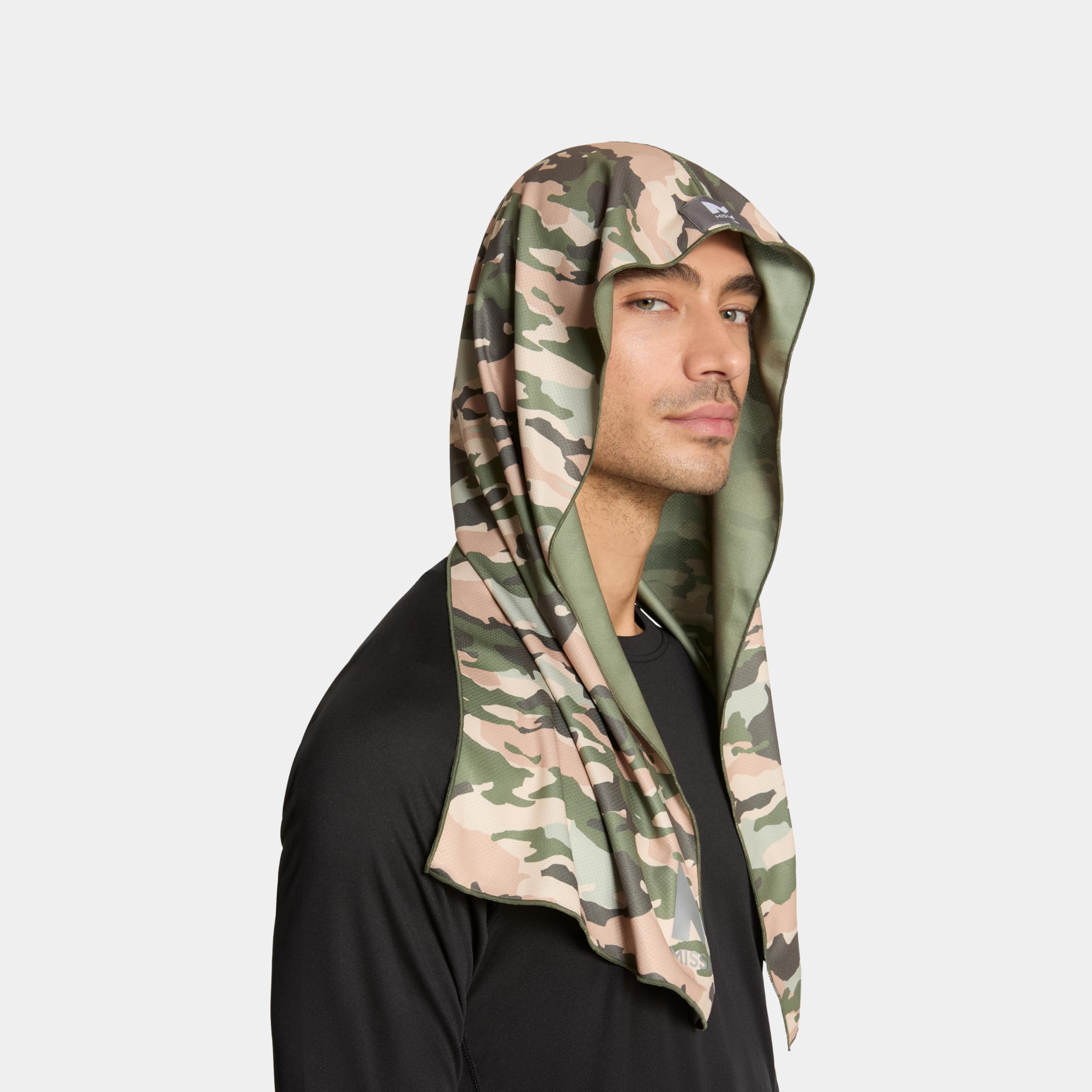 MISSION Cooling Hoodie Towel, Soft, Durable Microfiber - Cools Up to 2 Hours - UPF 50 Sun Protection - Machine Washable (Classic Camo Safari)
