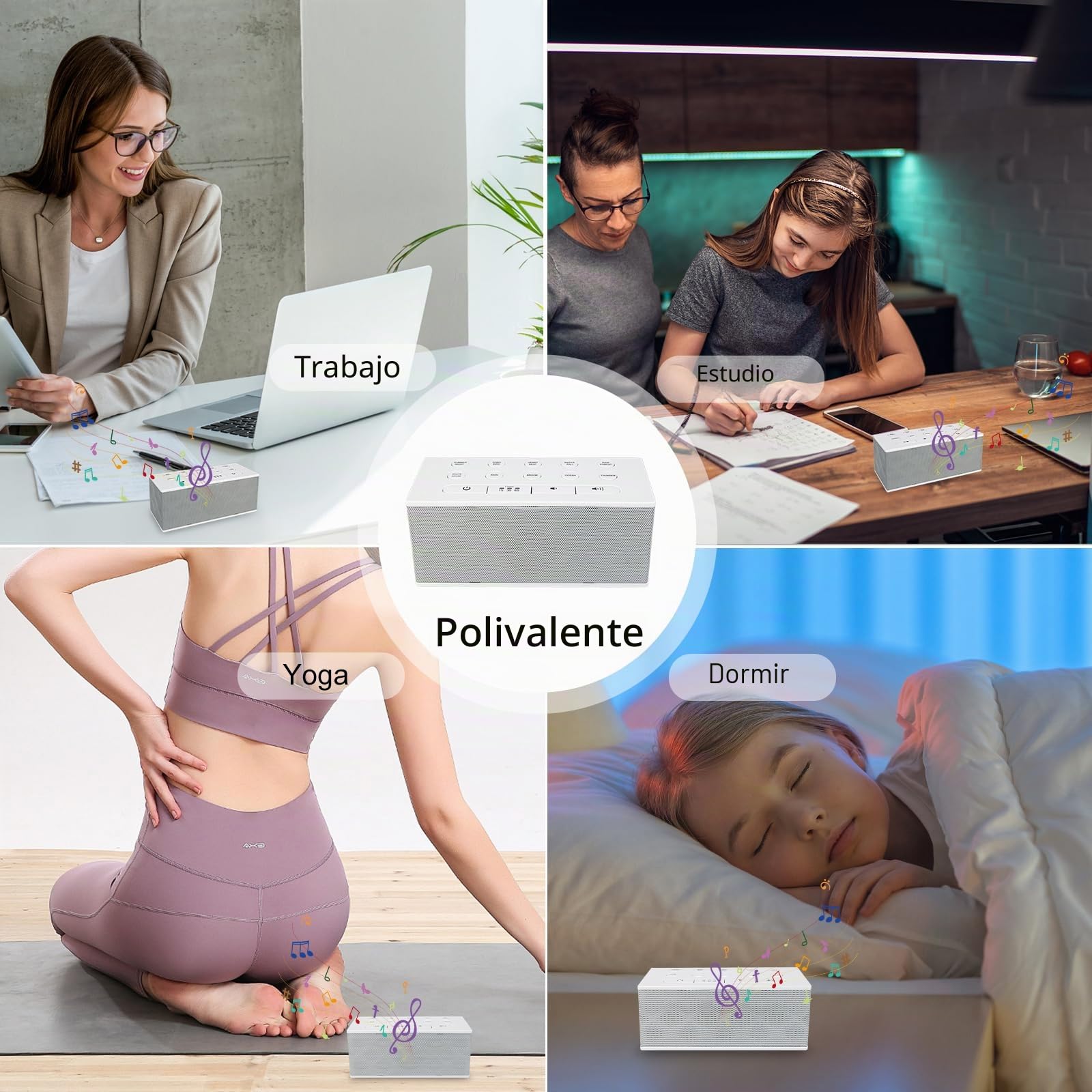 BIGMONAT Máquina De Ruido Blanco Portátil Para Adultos, Con Carga USB y 10 Sonidos Naturales - Para Privacidad De Oficina y Reducción De Ruido (Blanco)
