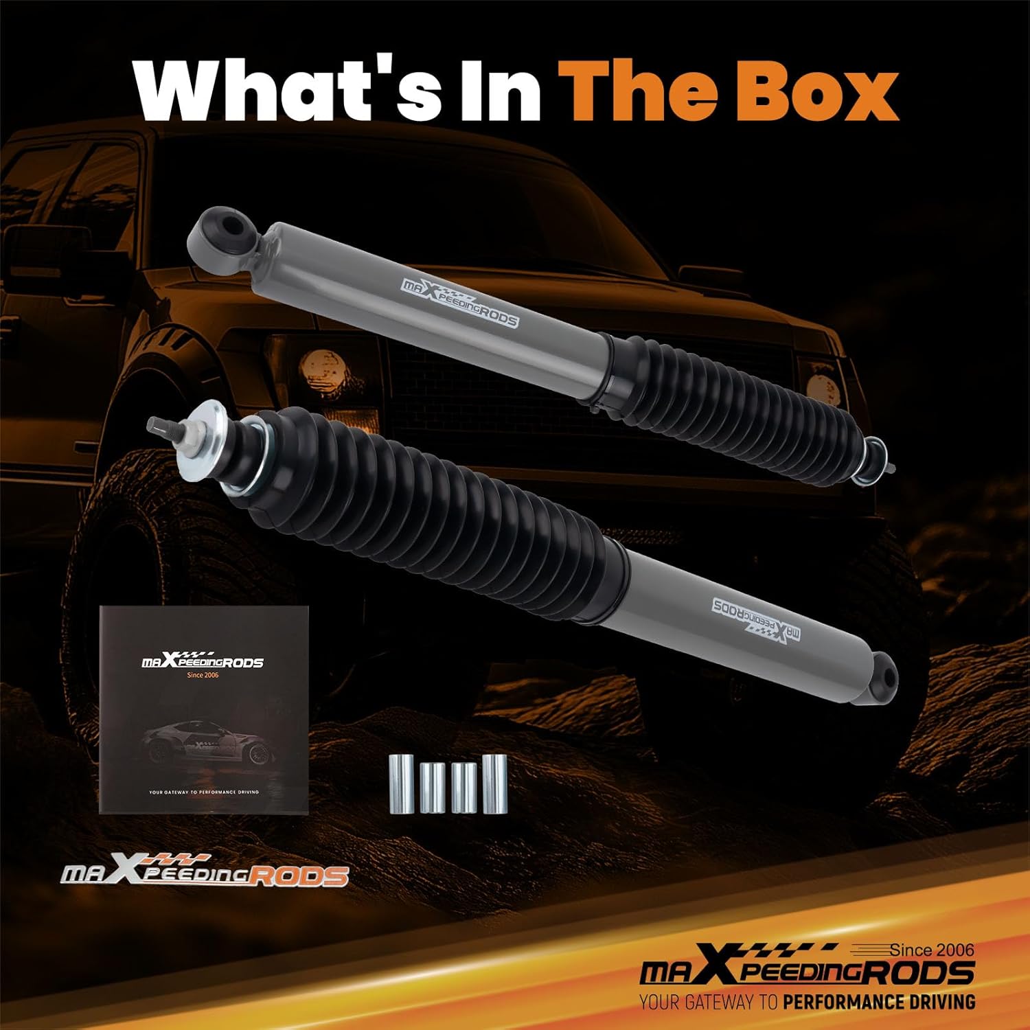 maXpeedingrods 0-2" Rear Lift Shocks for Toyota Tacoma RWD 4WD 2005-2023, G1 Series