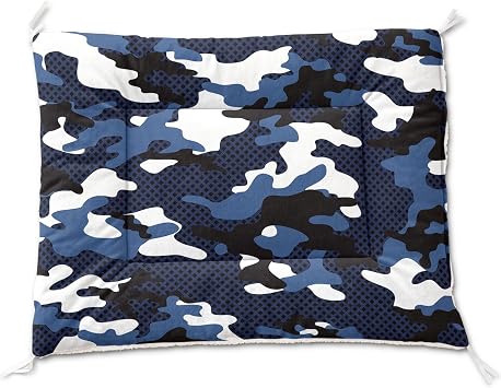 Nttopship Dog Cat Bed Mat Ultra Soft Fluffy Pet Bed Washable Fashion Dog Crate Beds Comfy Comfy Pet Sleeping Pad Suitable for Pet Raised Bed30"x26",Blue Black Camo