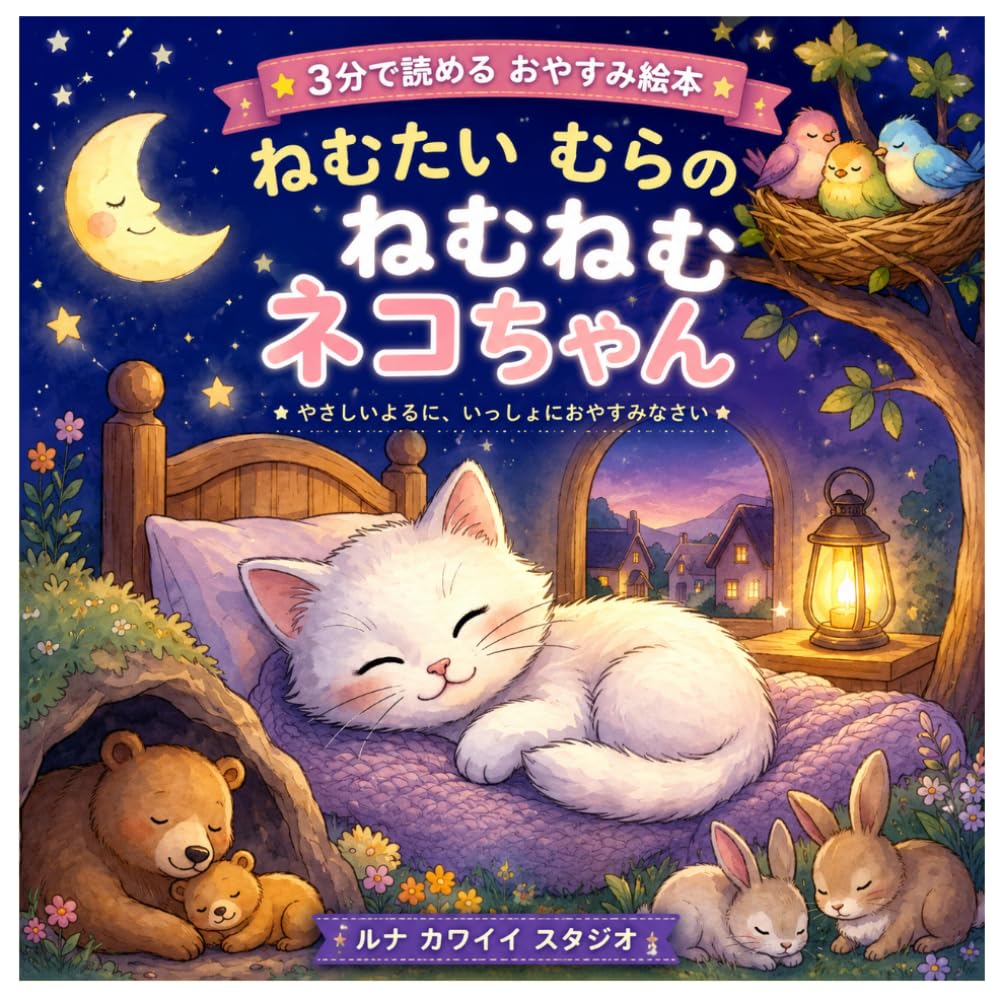 ねむたいむらのねむねむネコちゃん: 0歳・1歳・2歳 赤ちゃんがぐっすり眠る寝かしつけ絵本：3分で読めるおやすみ絵本・かわいい動物の読み聞かせストーリー (ねこのネムちゃん シリーズ)
