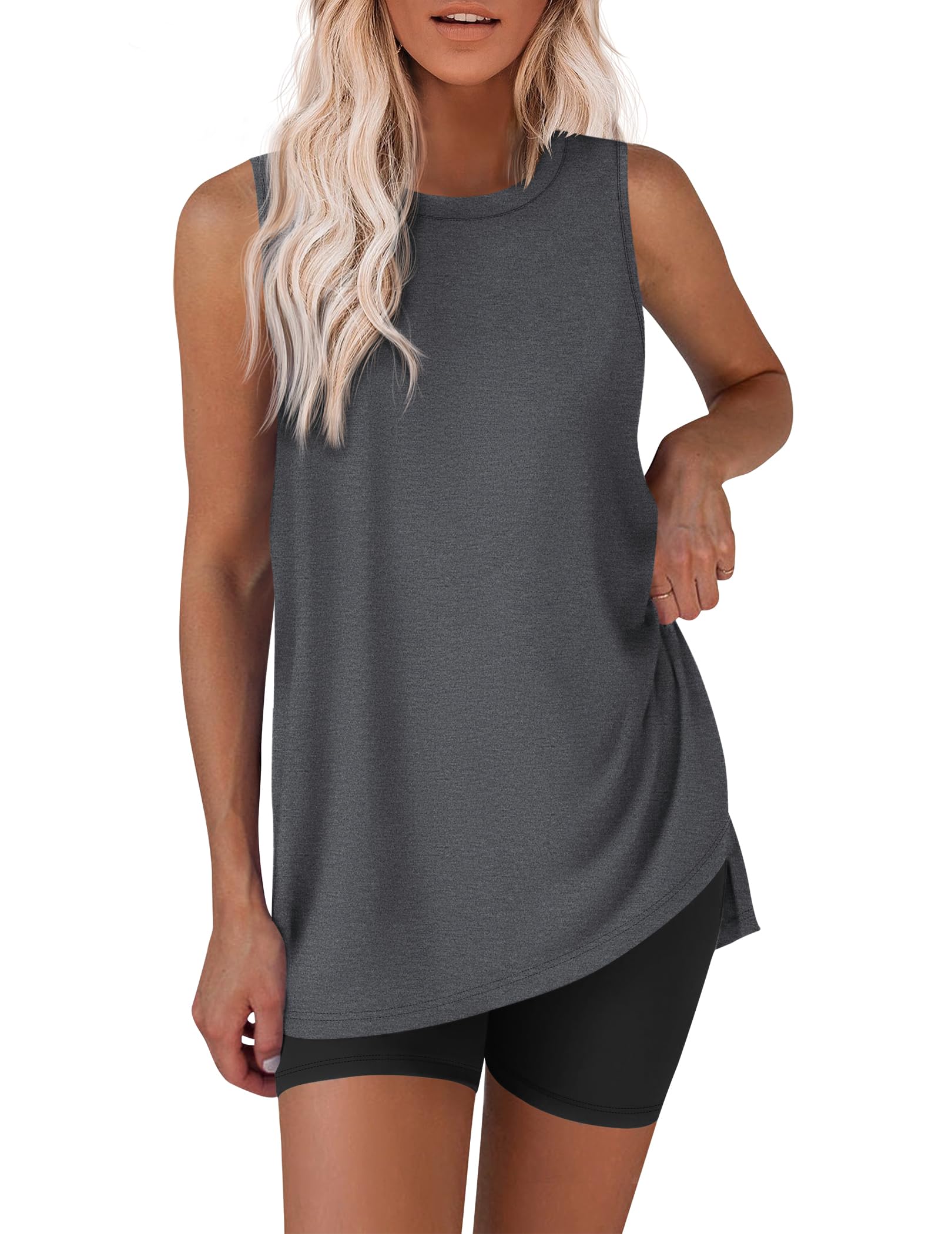 Ekouaer Biker Short Sets Womens 2 Piece Lounge Set 2026 Summer Matching Outfits Sleeveless Loungewear clothing