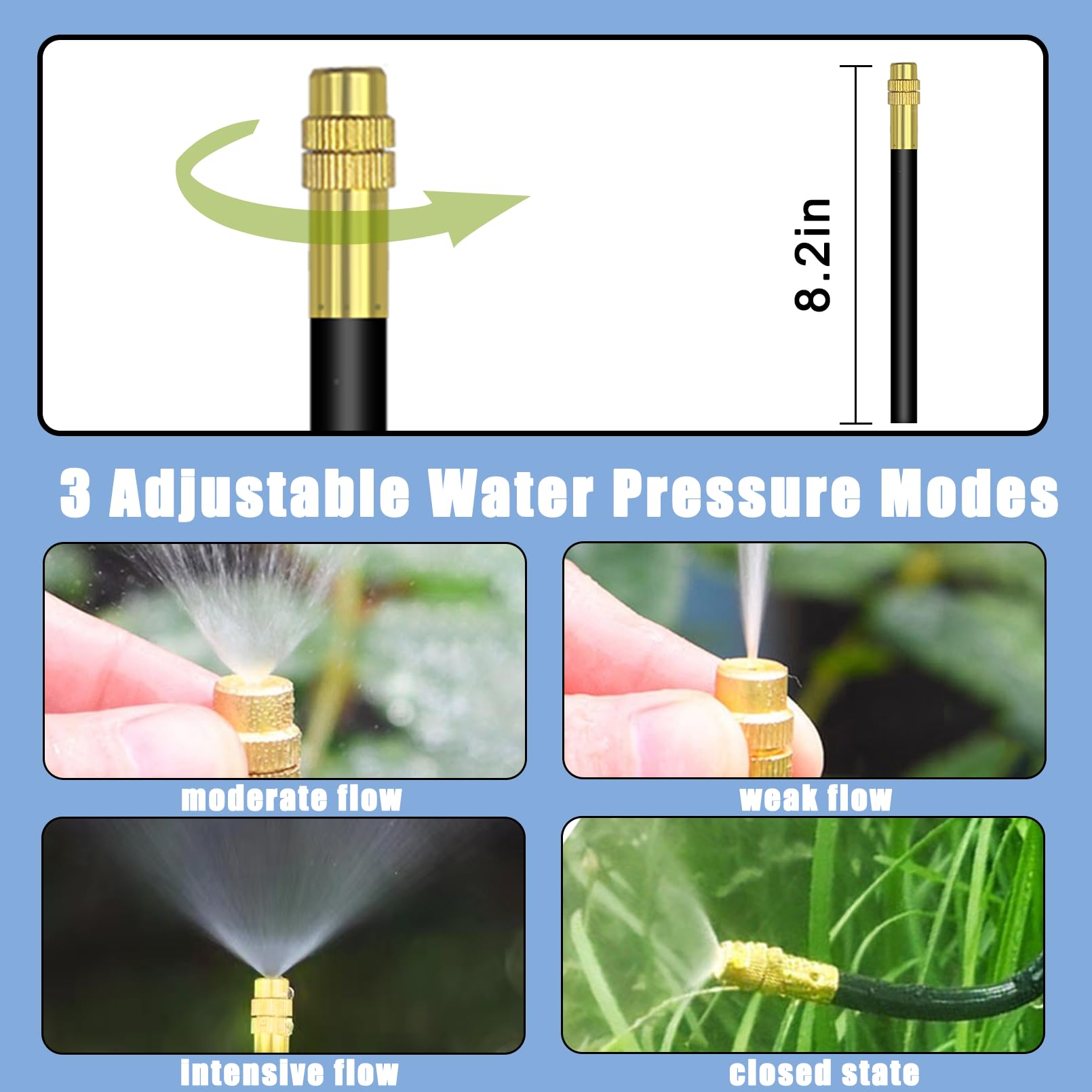 Kit di irrigazione a goccia pieghevole da 1,2 m, sistema di irrigazione delle piante regolabile a 360° + 20 giunti a T aggiornati + 15 ugelli nebulizzatori + adattatore standard per rubinetto +