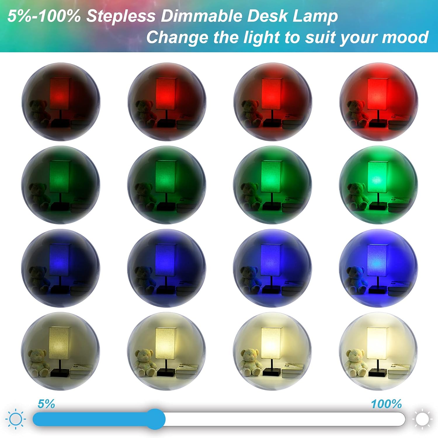 Bedside Lamp with 4 Colors Red, Green, Blue, and 5000K White, RGBW Stepless Dimmable Touch Lamp for Bedroom, Honesorn Table Lamp with USB Port and AC Outlet, Small Nightstand Lamp for Dorm, Kid's Room : Everything Else