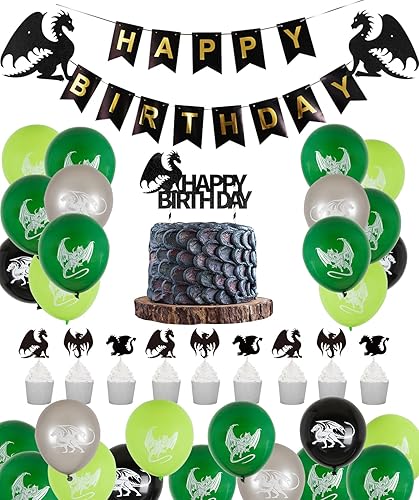 Decoraciones de fiesta de cumpleaños de dragón, temática de mazmorras y dragones, suministros de fiesta de fantasía, incluyendo decoración y adornos