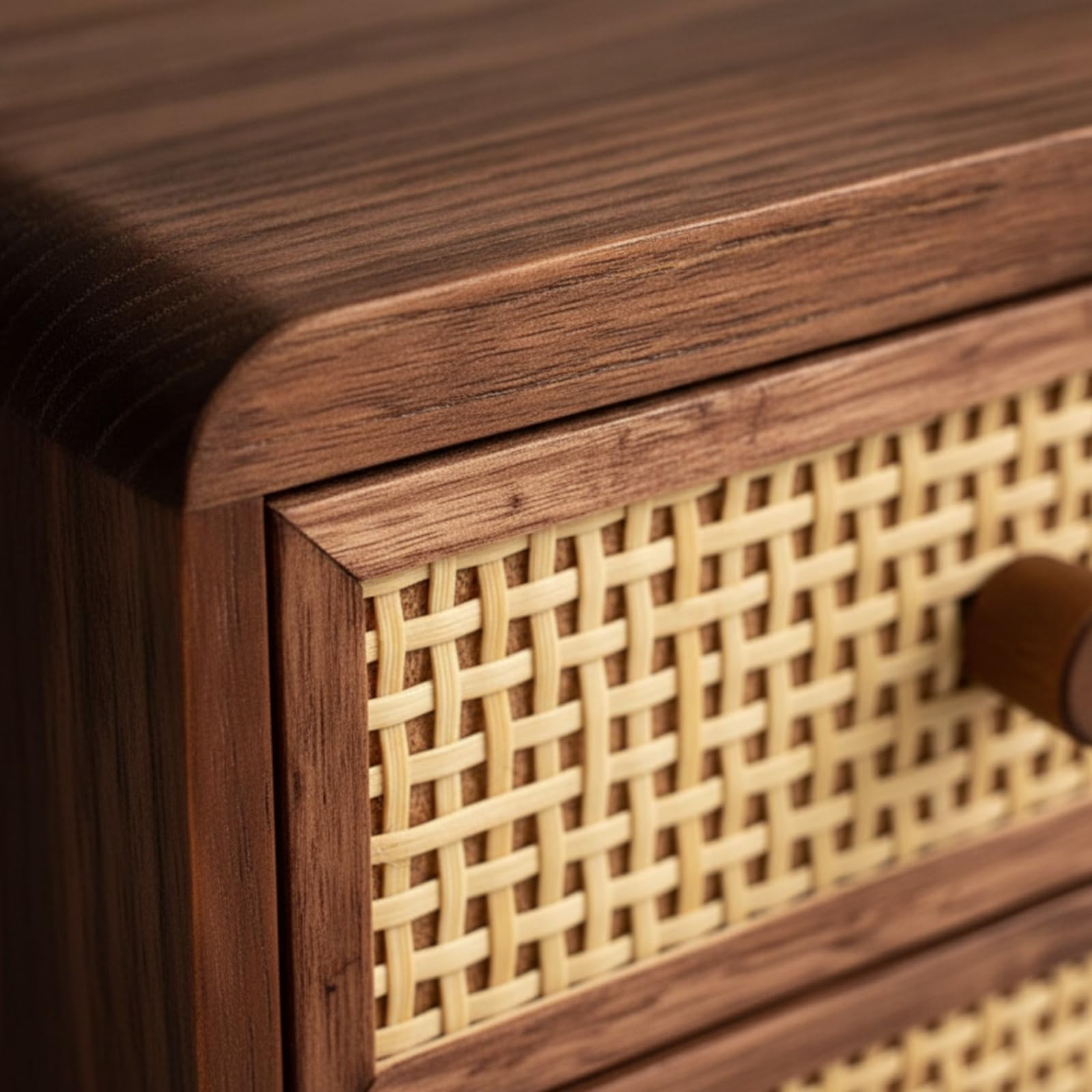 Gralara Organiteur Bureau Table Tiroirs Robuste Meuble Rangement En Bois Rotin Décoratif Armoire Bureau à Tiroirs, Style A