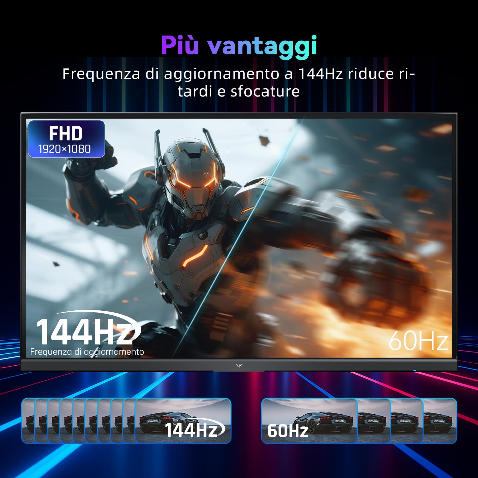 KTC Gaming Monitor 24 Pollici, FHD@144Hz 120Hz con IPS Panel, protezione hardware contro la luce blu, 95% DCI-P3, 99% sRGB, ΔE＜2, 300 cd/㎡, 1500:1, Flicker-Free e Adaptive Sync per lavoro e gioco