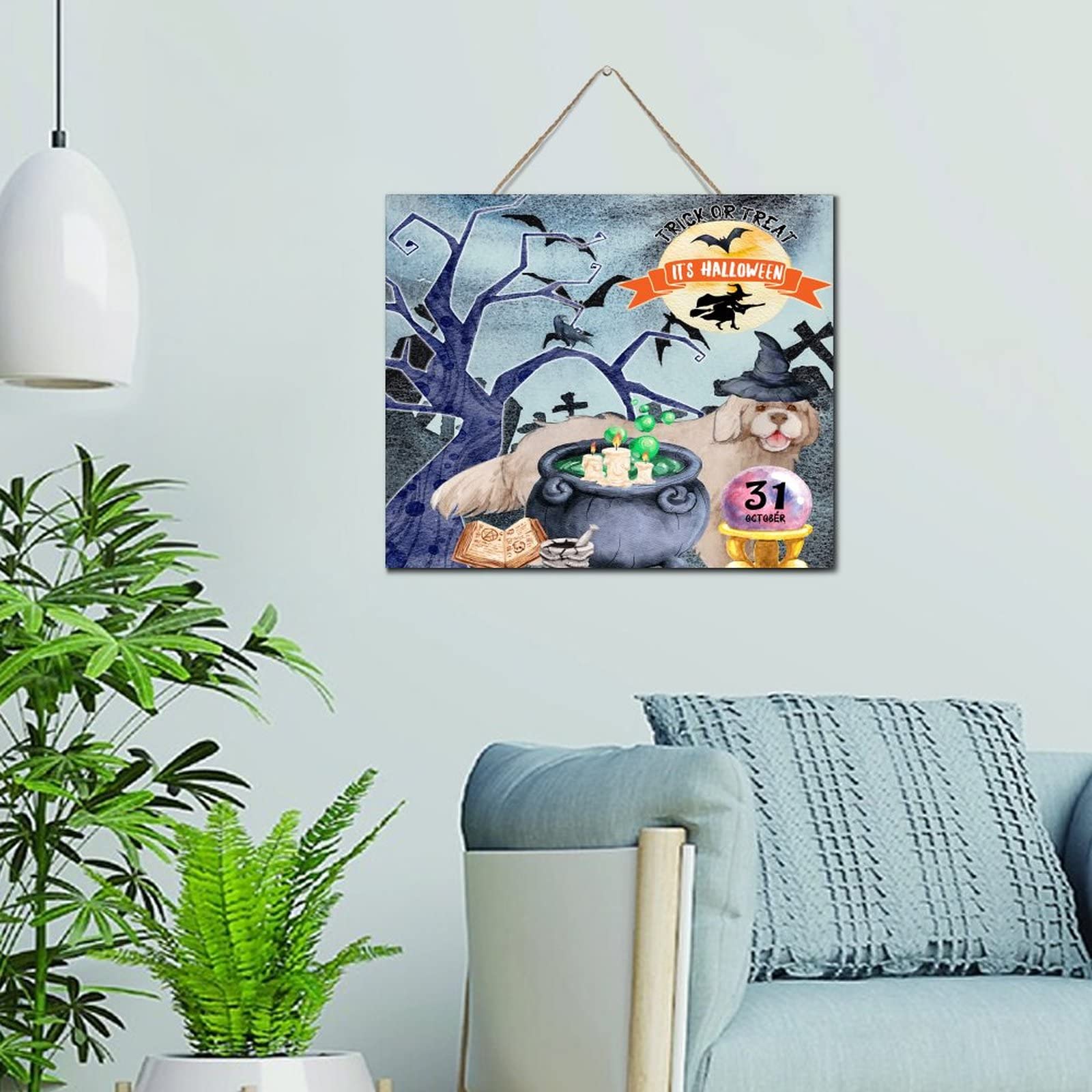 Plaque murale décorative en bois chien et chauve-souris pour corriger un mur vide