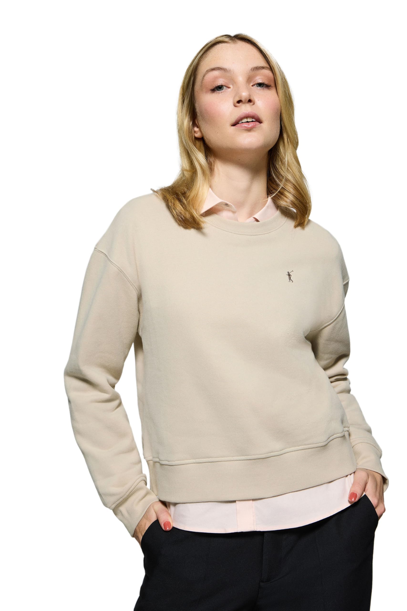 Polo Club Felpa di Scollo Tondo per Donna 100% Cotone - Maglia a Maniche Lunghe con Logo Ricamato