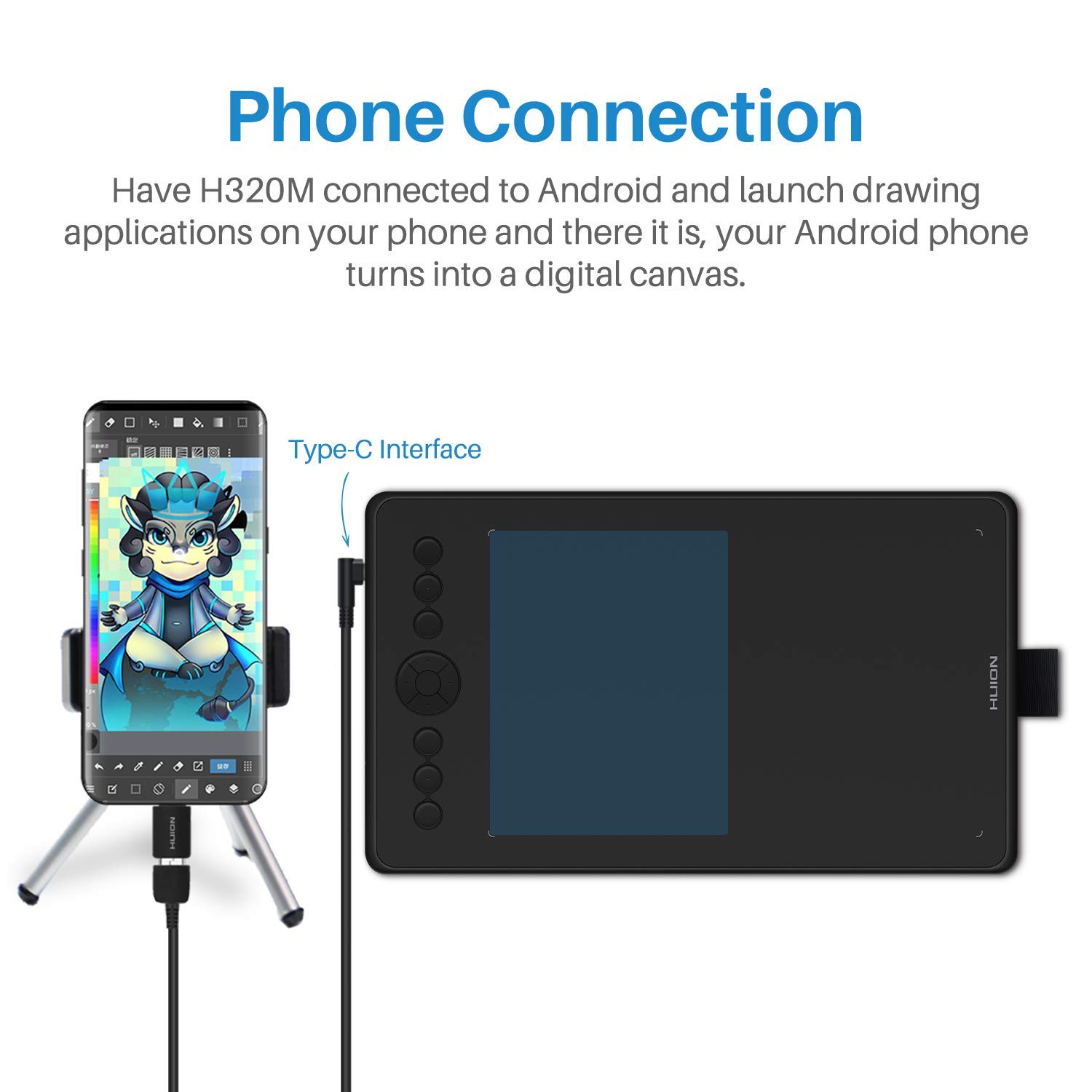 HUION Inspiroy Ink H320M Graphic Tablet, Innovated Dualpurpose Design