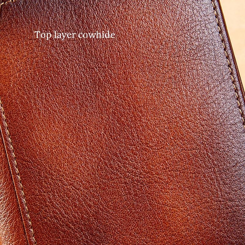 Men's wallet Men's Large Capacity Wallet Vintage Top Layer Cowhide Money Clips for Father，Husband(Gray-blue)3