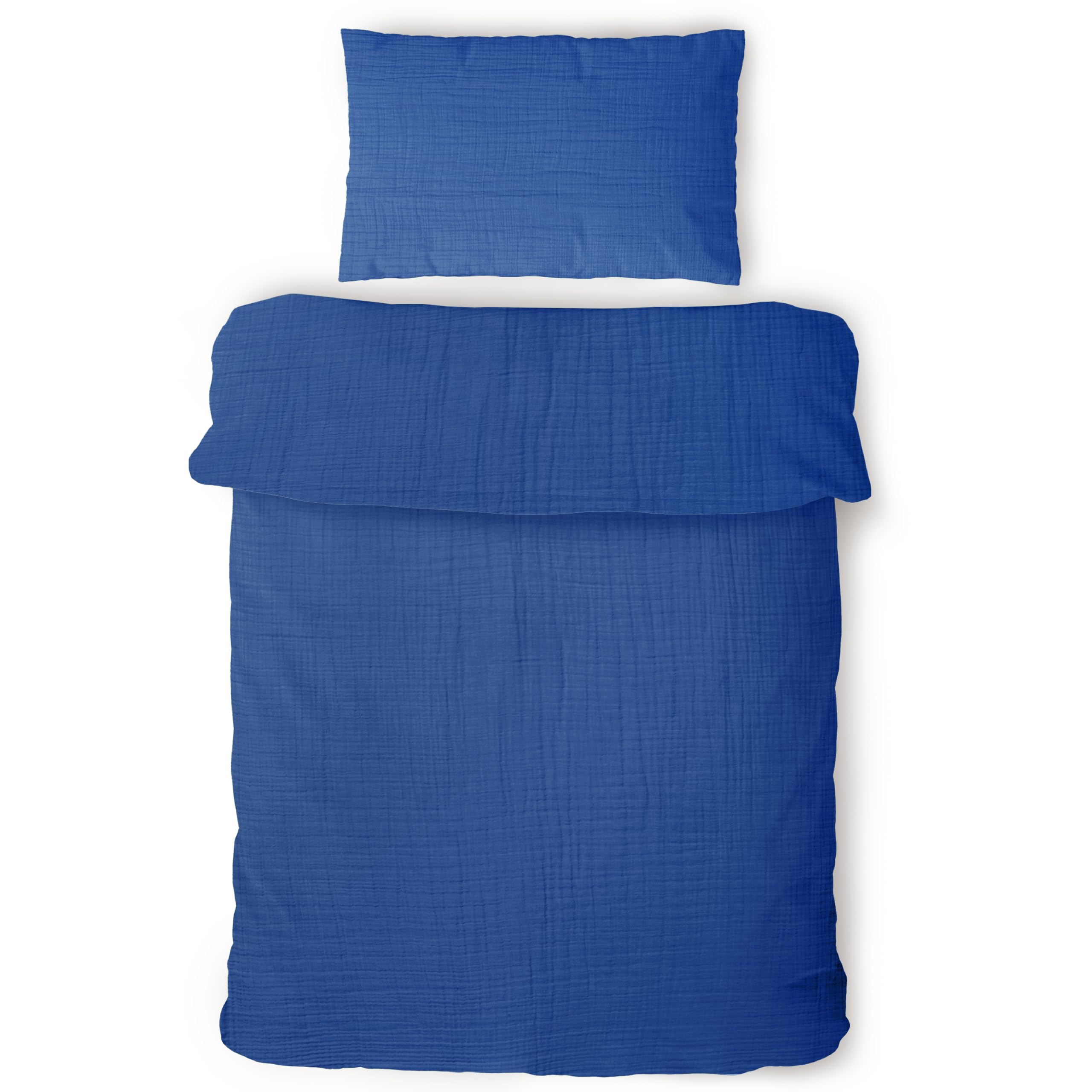 LAYNENBURG Premium Musselin Kinderbettwäsche 100x135 cm + 40x60 cm – 100% Baumwolle – Oeko-Tex Standard – 3 lagiges Musselin Bettwäsche Set für Baby, Kinder, Jungen & Mädchen (blau)