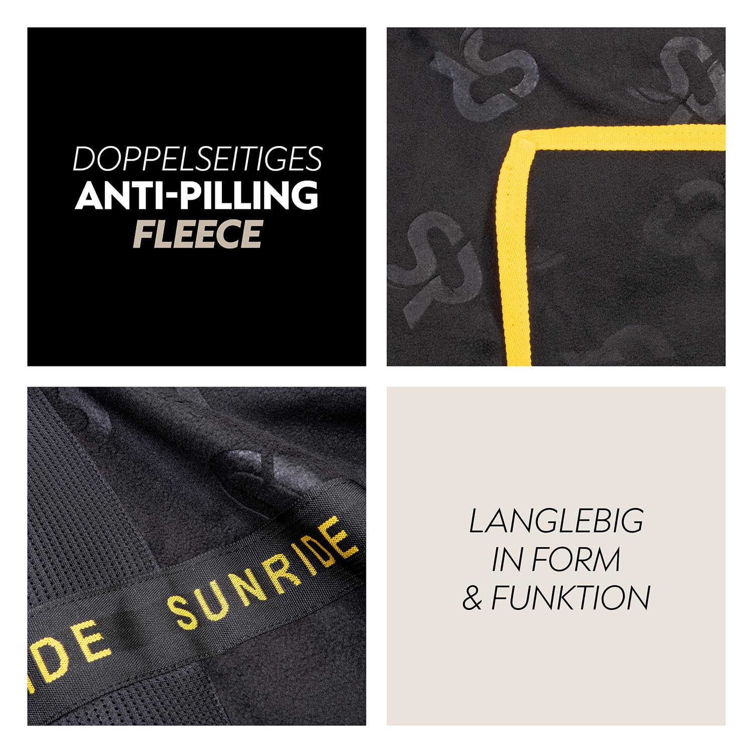 SUNRIDE Fleece Unterdecke (Inlett) für Pferde - Hook&Hold System - mit Abschwitzfunktion - wärmt Rücken- und Nierenbereich - Anti-Pilling Fleece - maschinenwaschbar - atmungsaktiv (165)