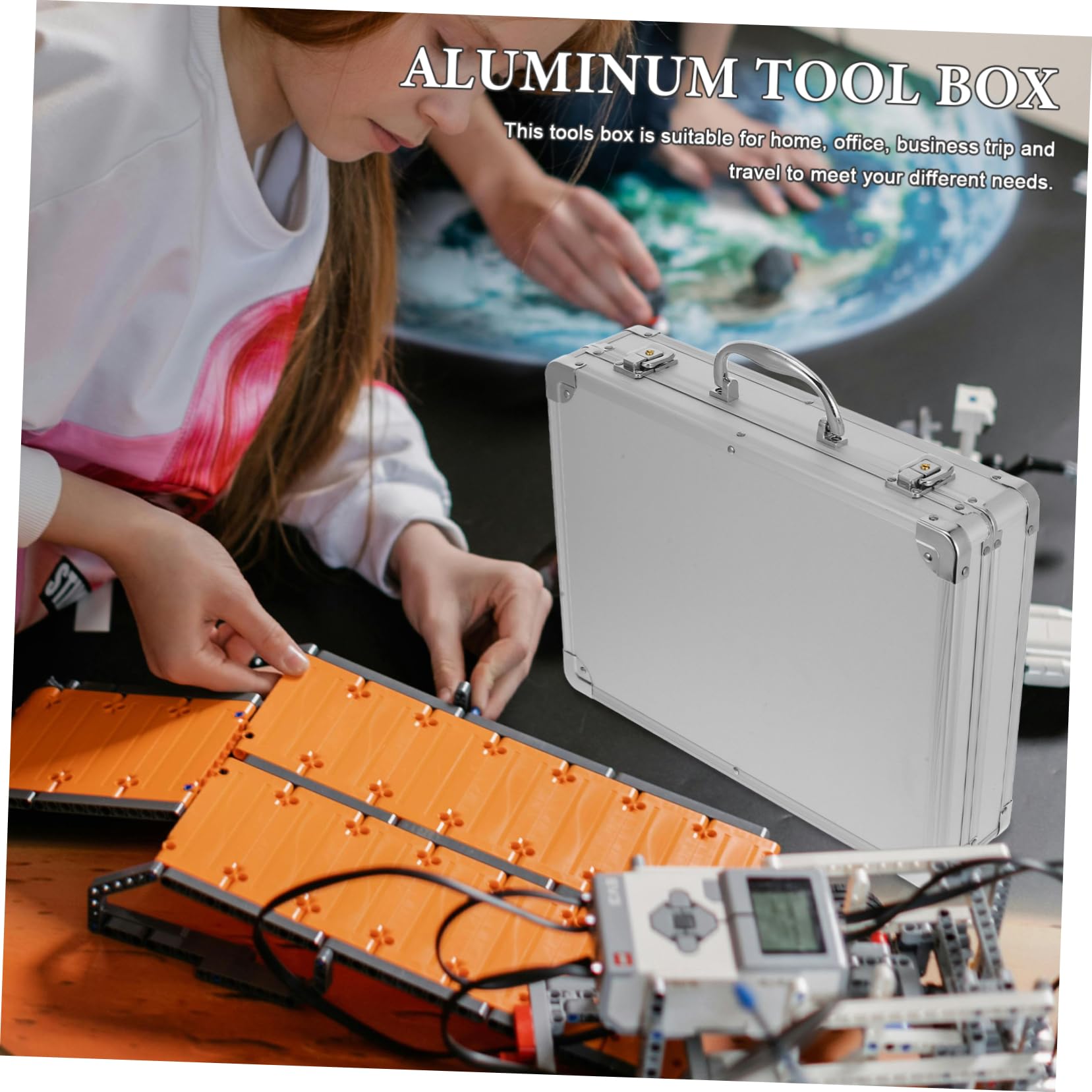 NUOBESTY Degli Attrezzi Multifunzionale in Alluminio Scatola Immagazzinaggio Capacità Maniglia Rinforzata Organizer Per Utensili Portatile Valigetta Per Trasporto Degli Attrezzi e