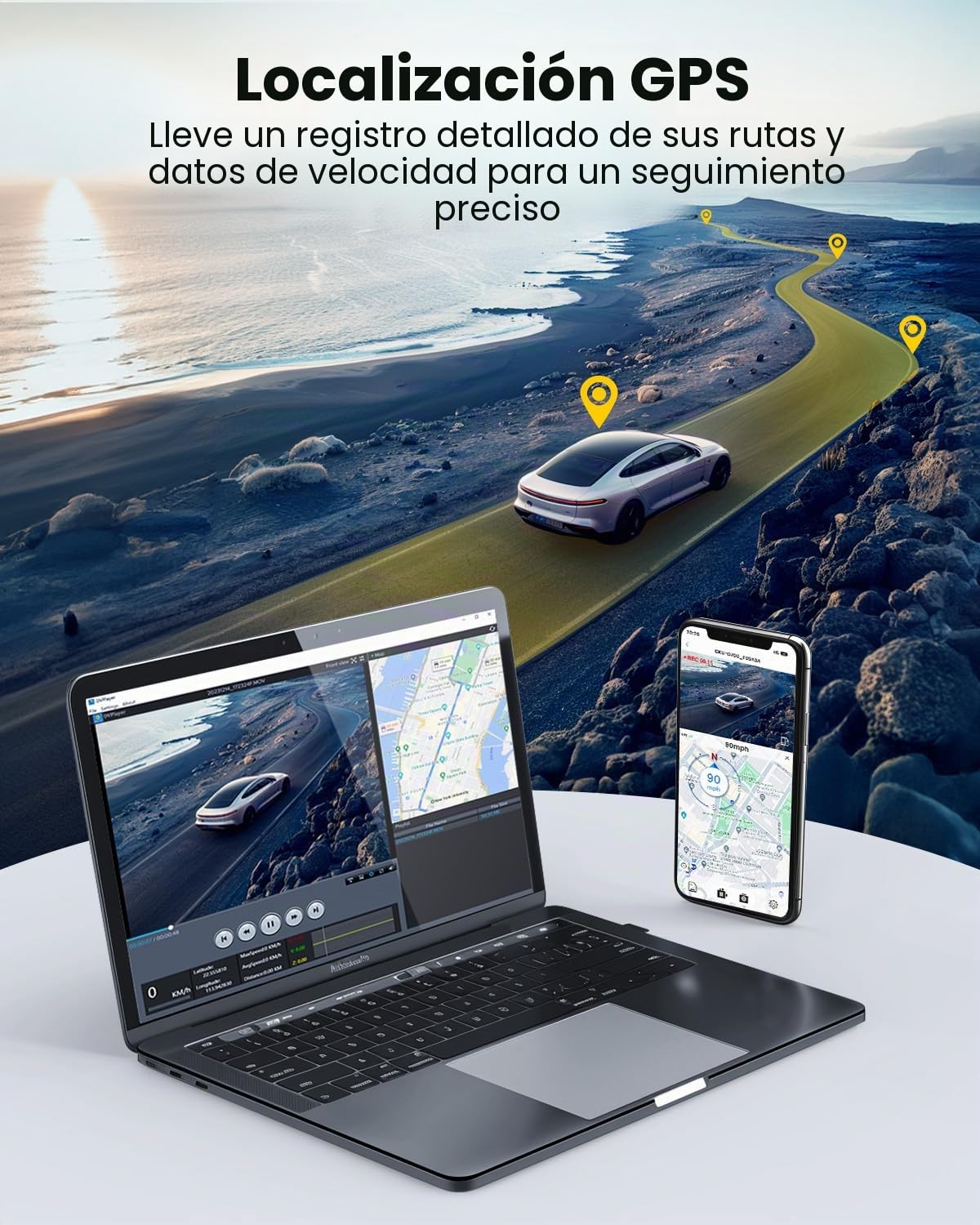 GKU Dashcam Auto Delantera Trasera, 4K/2,5K con pantalla táctil de 3,18 pulgadas, GPS 5G Wi-Fi Dash Cam, cámara dual para auto, tarjeta SD de 64GB, monitor de estacionamiento, WDR, gran angular de 170