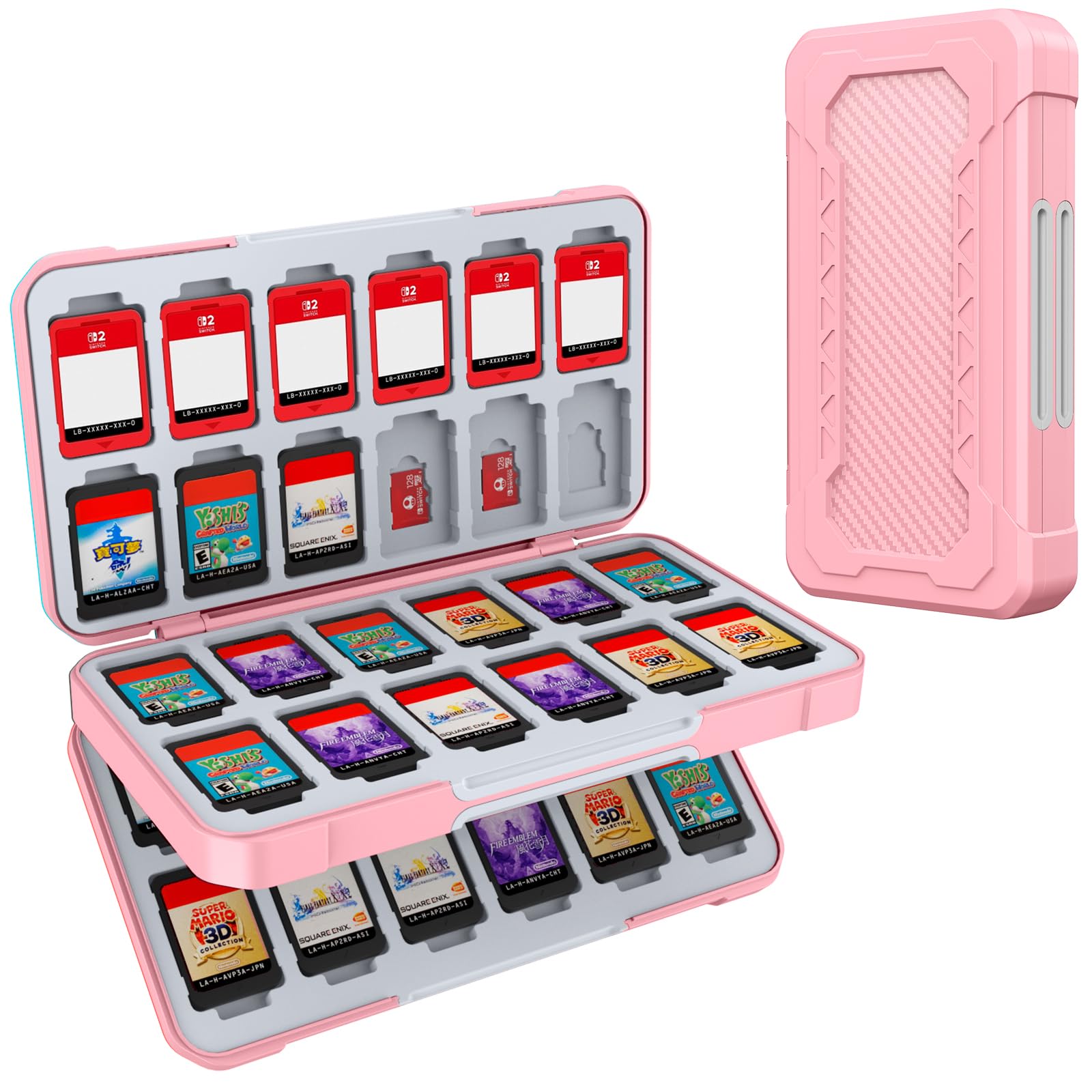 HEIYING Spielkarten Aufbewahrungsbox für Switch und Switch OLED Game Card, Tragbare Switch Lite Game Card Aufbewahrungsbox mit 48 Game Card Slots und 24 Micro SD Card Slots