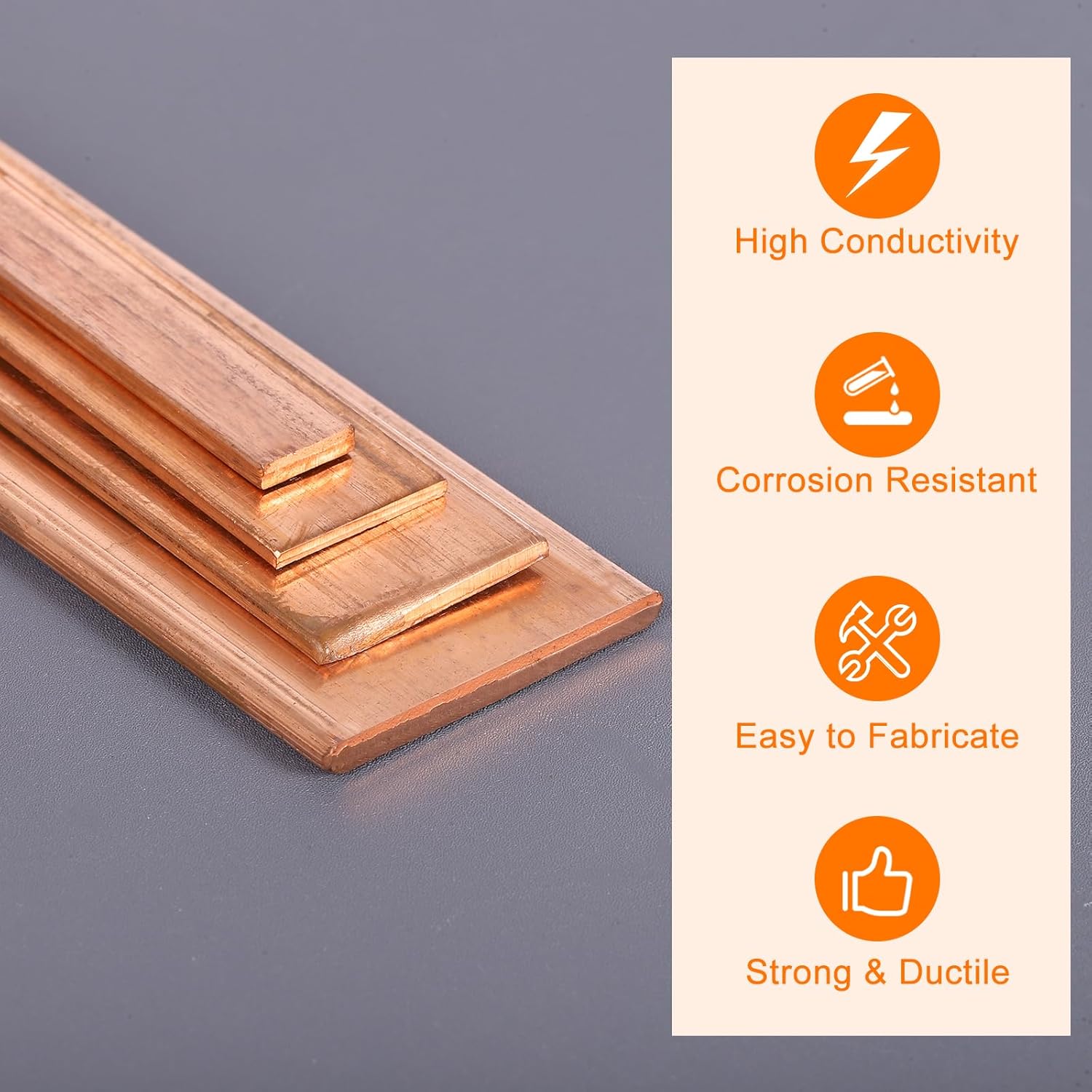 uxcell 銅フラットバー 2個 0.08インチ x 0.88インチ x 13インチ C110 ソリッド銅バスバー ストックプレー