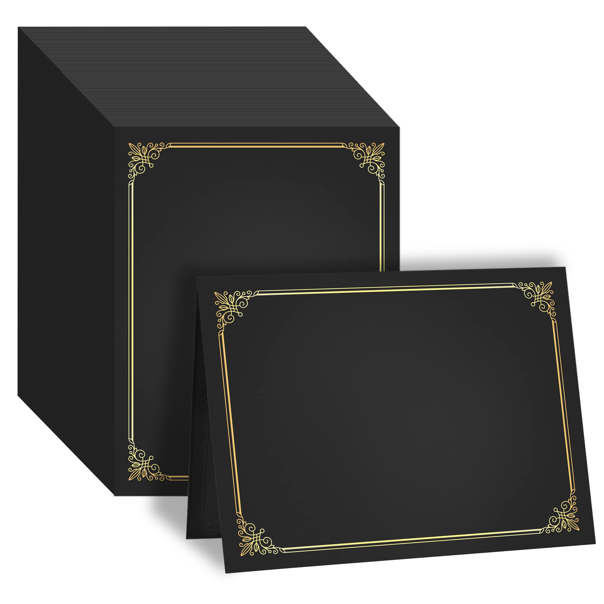 GNL Certificate Holders - 100 Packs Black Diploma Holders, Certificate Covers with Gold Foil Border, for Letter Size 8.5 x 11 Award Certificate Paper and Documents