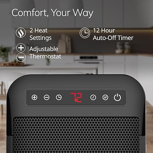 Miniatura 5 de Lasko MyHeat Max - Calentador personal de cerámica, interruptor de punta, protección contra sobrecalentamiento, 2 ajustes de calor, termostato