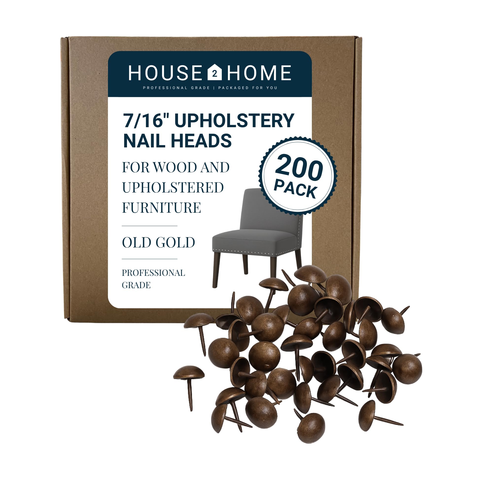 Clous d'ameublement 1,1 cm pour garniture de meubles et canapé, kit de 200 pièces décoratives