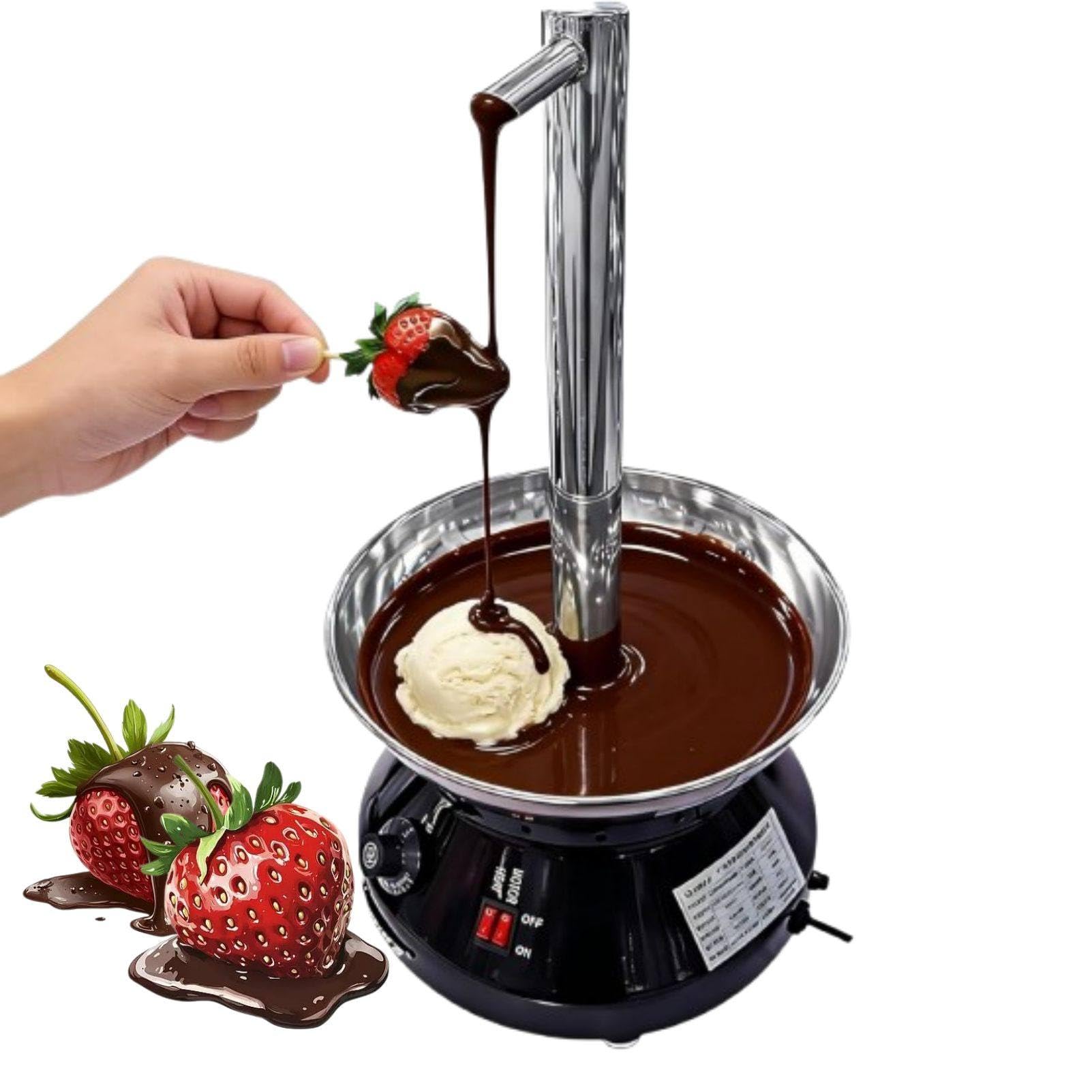 MhWrughts Chocolate Fountain Machine with Built-in Melting Function, Faucet Style Stainless Steel Chocolate Warmer, Chocolate Fondue Fountain for Birthday & Holiday Parties
