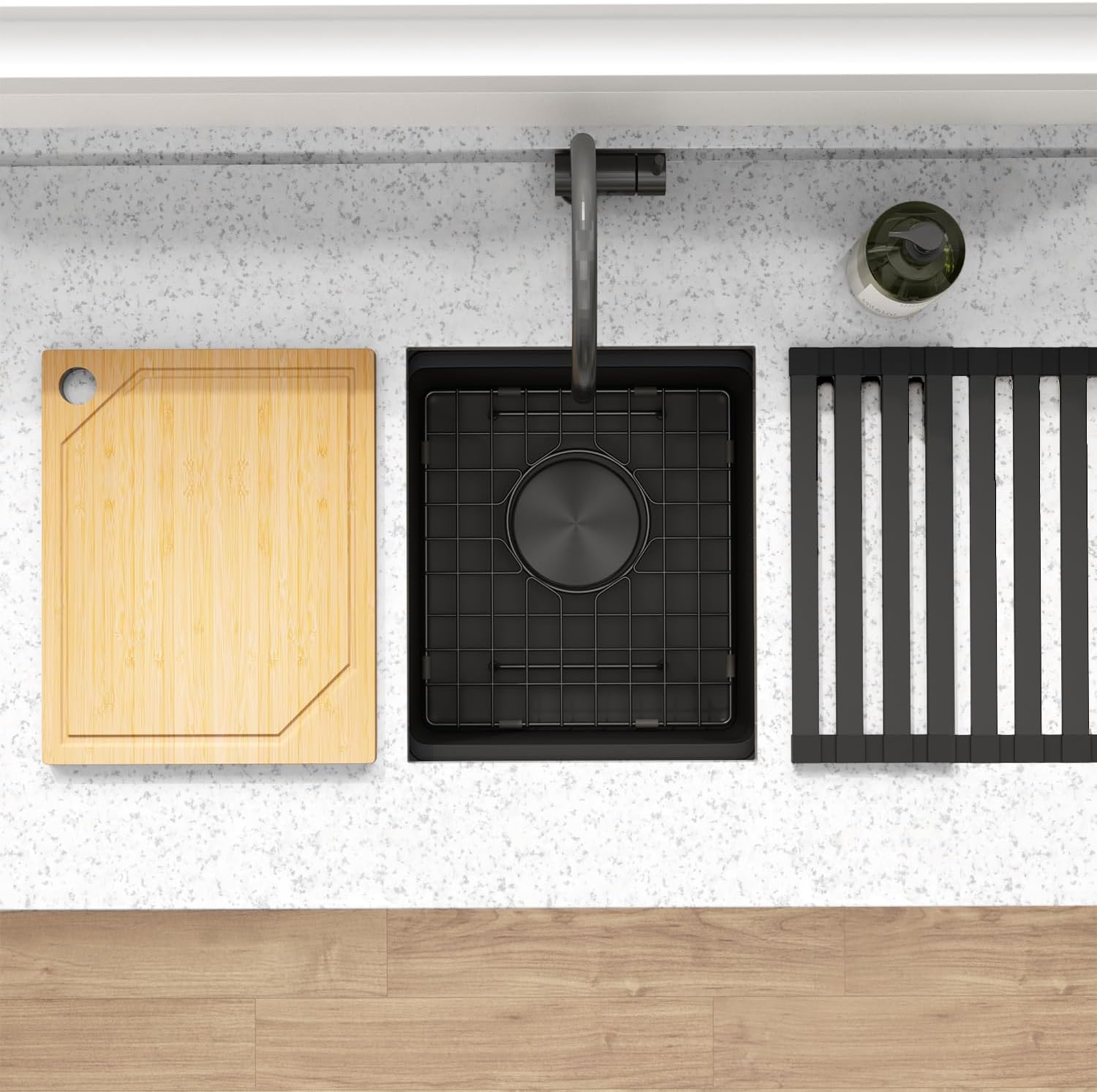 13 Inch Black Sink Undermount, 16 Gauge 304 Stainless Steel Workstaion Kitchen Sinks with Ledge & Accessories, 13" x 15" x10" Deep Bowl For Outdoor, RV,Prep Sink, and Wet Bar