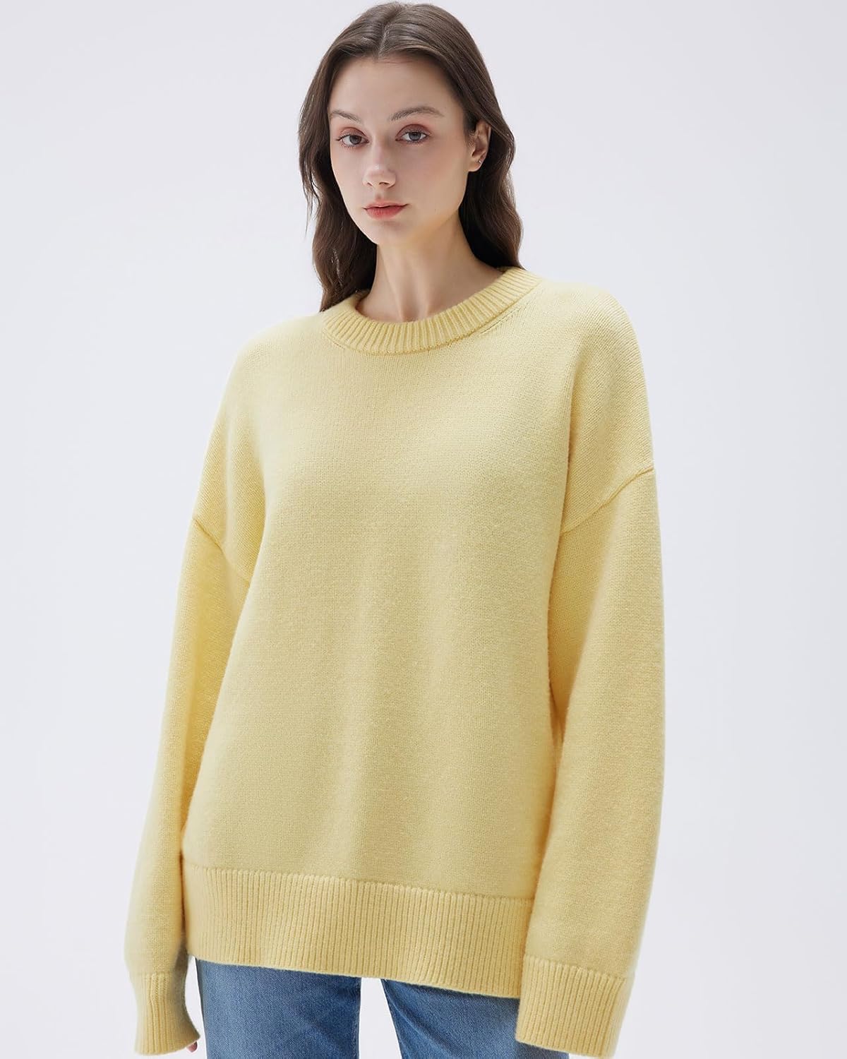 SUUKSESS Women Cashmere Blend Oversized Crew Neck Long Sleeve Pullover Sweaters - Image 2