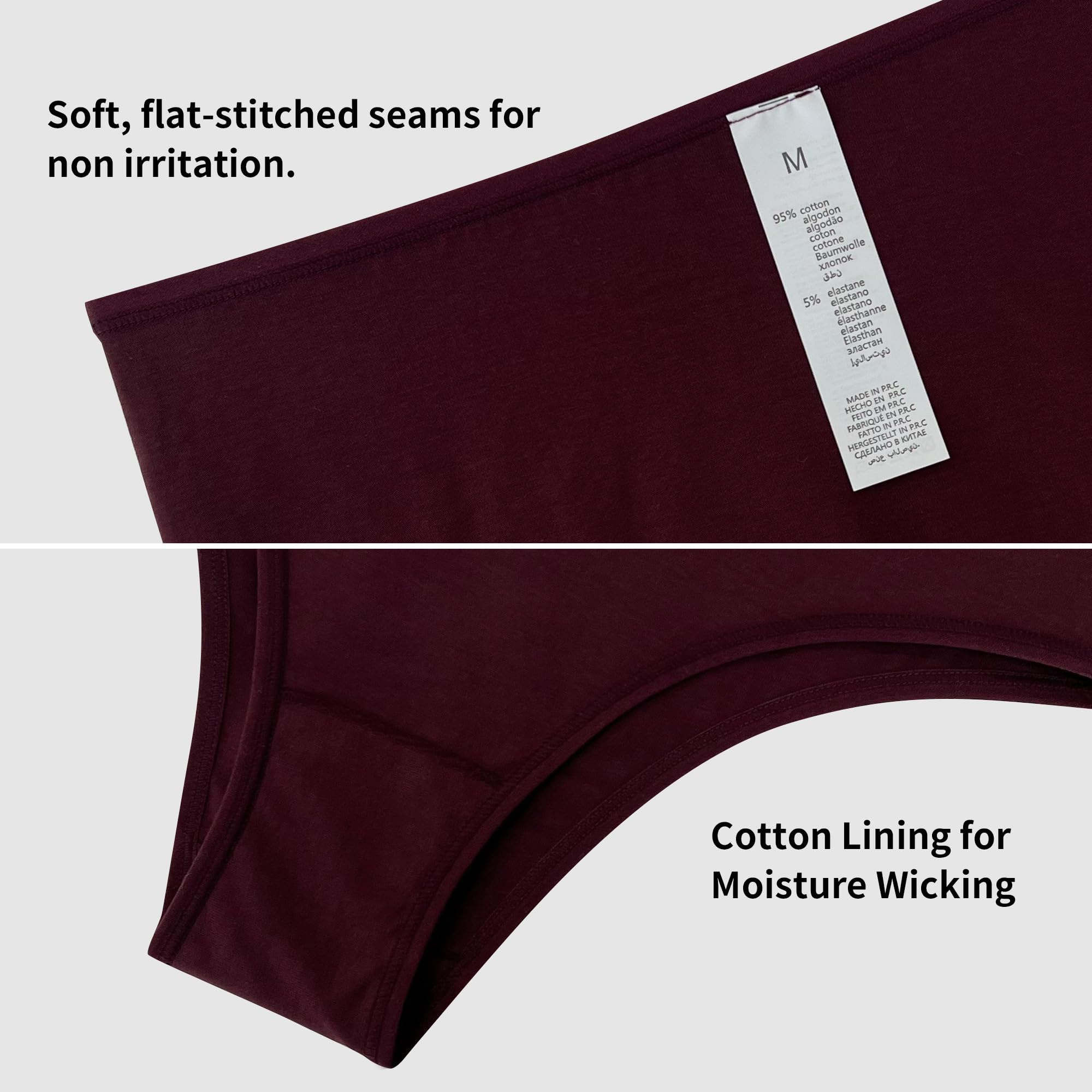 Slip mit hoher Taille, Bauchkontrolle für Damen, weiche Baumwolle, hoch geschnitten, Beige, Weinrot, Marineblau, 3er-Pack, Größe L
