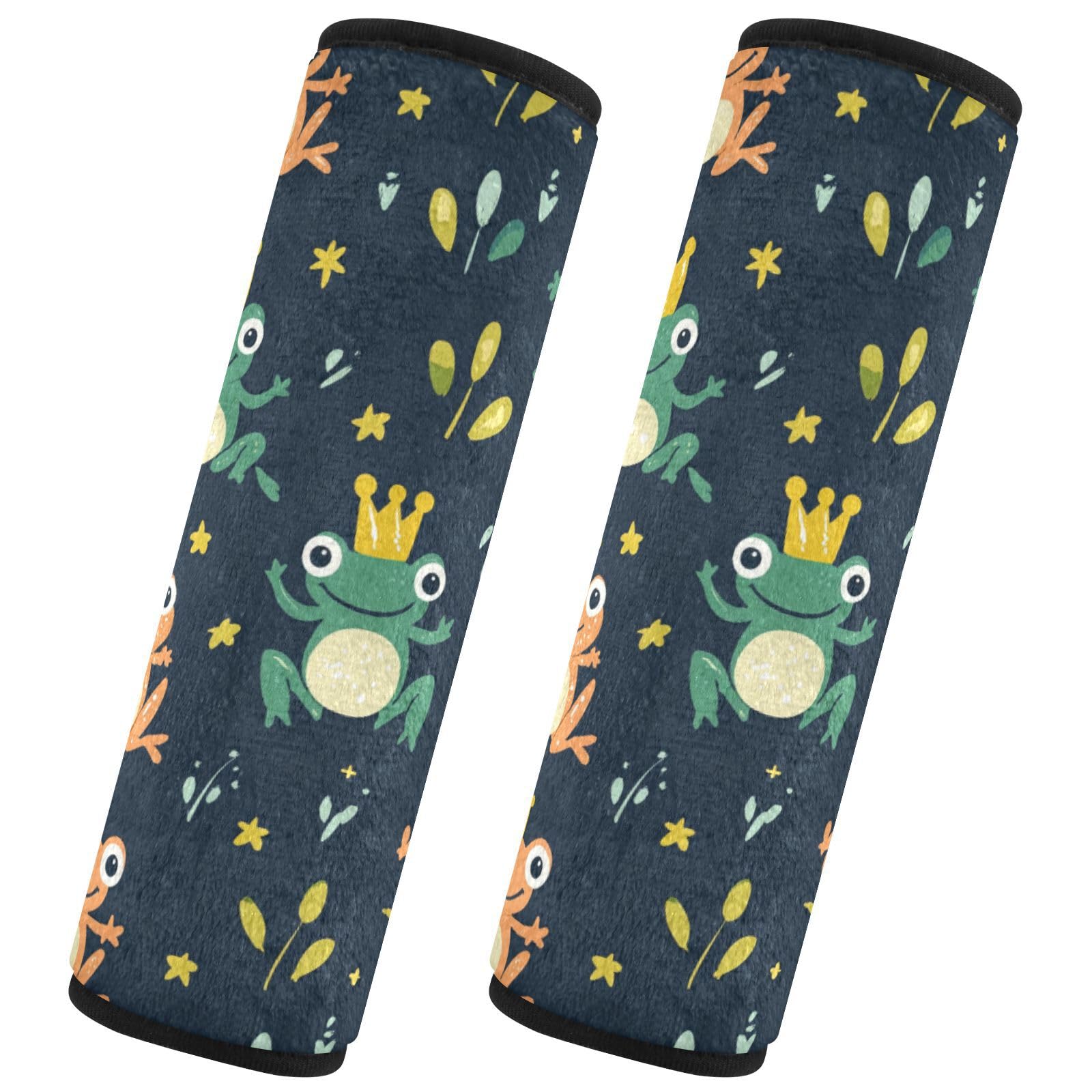 Seat Belt Covers 2 Pack Cute Frogs Crown Car Seat Strap Covers Super Soft Car Seat Neck Cover for Boys Girls Adults Babies S