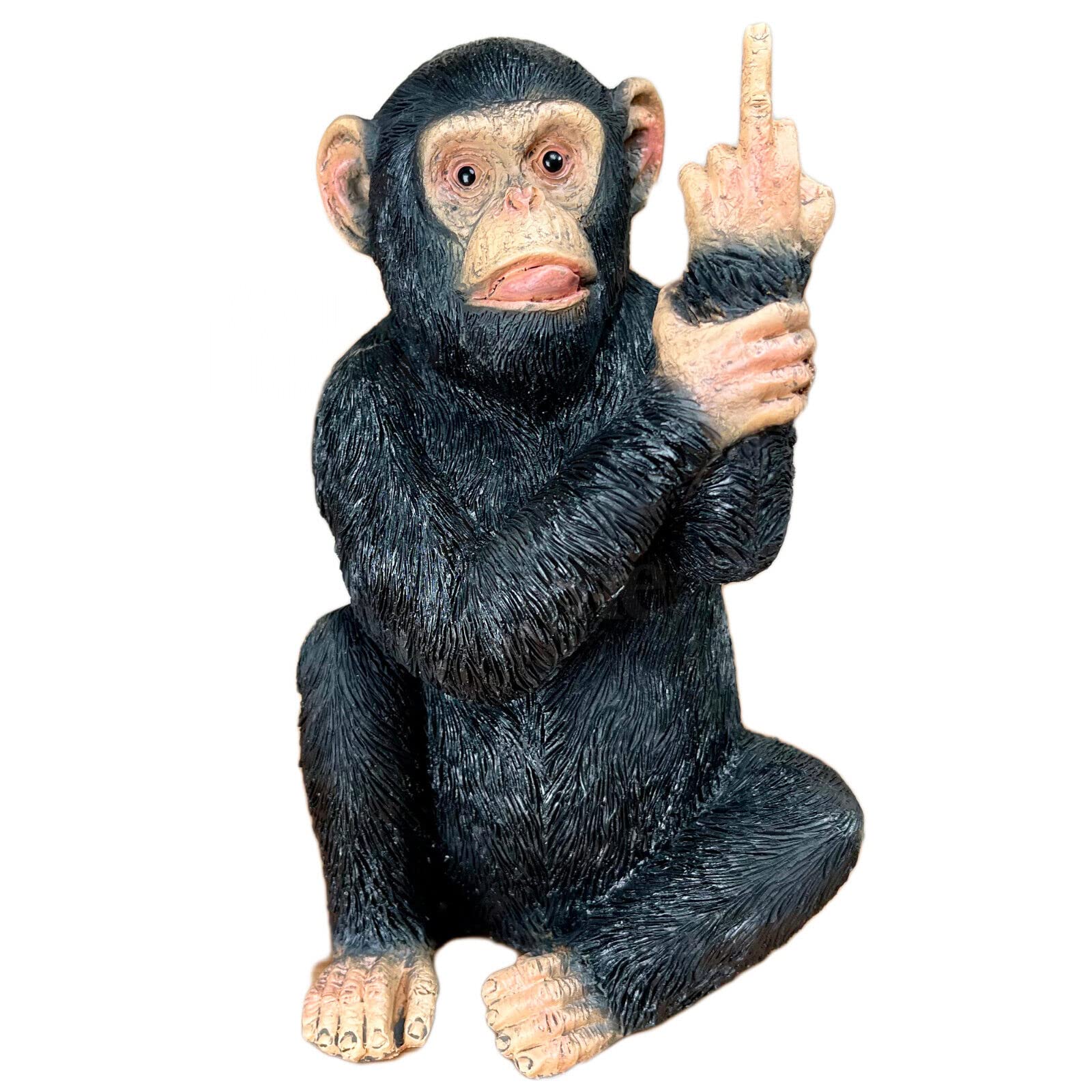 Darthome Up Yours Monkey Ornament Black Resin Cheeky Rude Gesturing Sculpture Gift Medium