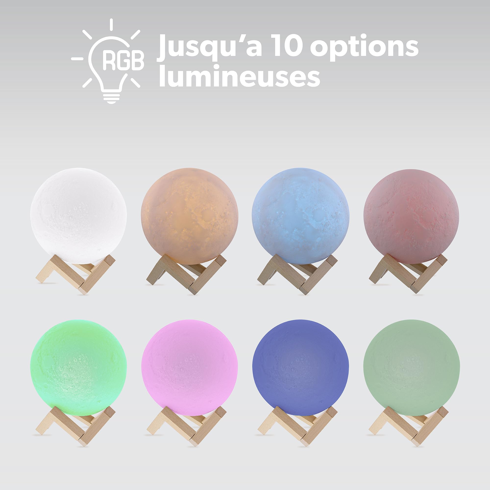 T'NB - Altoparlante Bluetooth luminoso con design Moon, leggero, compatibile con tutti gli smartphone - Multicolore