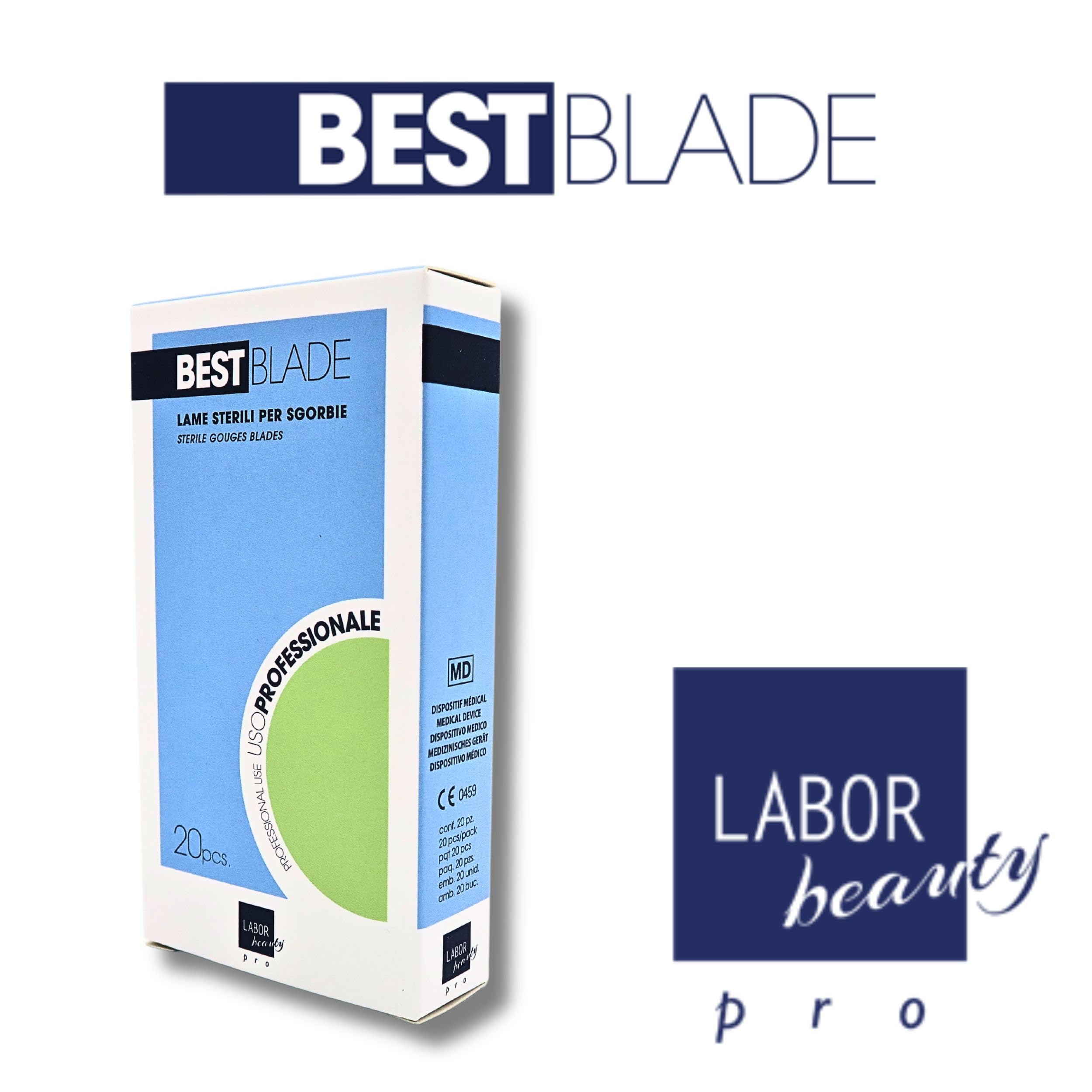 Lame Sgorbia Best Blade + Manico Porta Lama in Alluminio con chiusura a vite – Start Kit Pedicure Professionale – 20 Lame Assortite 2x(misura 1,2,3,4,5,6,8,10,12,15)