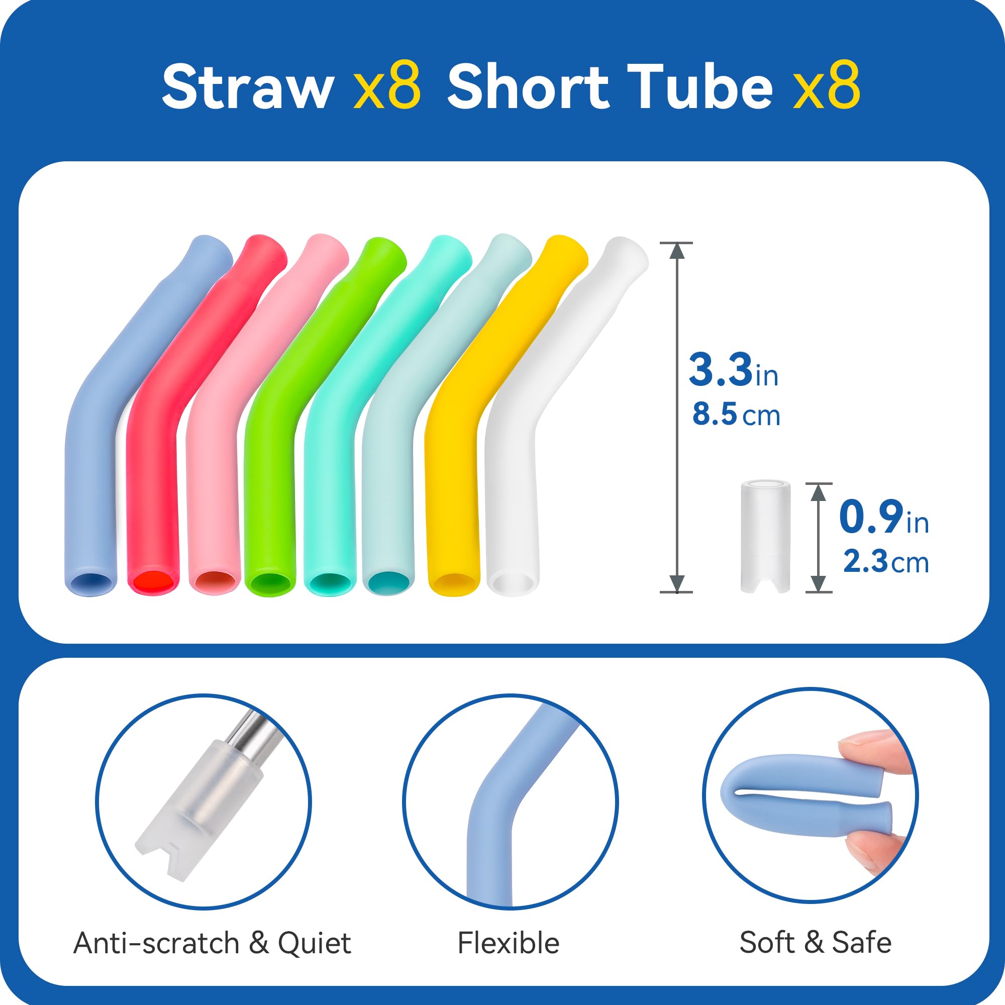 12 Stück Wiederverwendbare Silikon-Trinkhalm-Spitzen, Für 8 Mm Strohhalme – BPA-frei, Farbig, Für Stanley, Yeti & Mehr