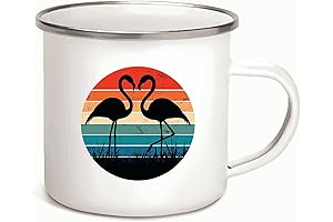 Flamingo Sunset Gift for Flamingo Flatware Set Lovers: 12oz Enamel Silver Mug