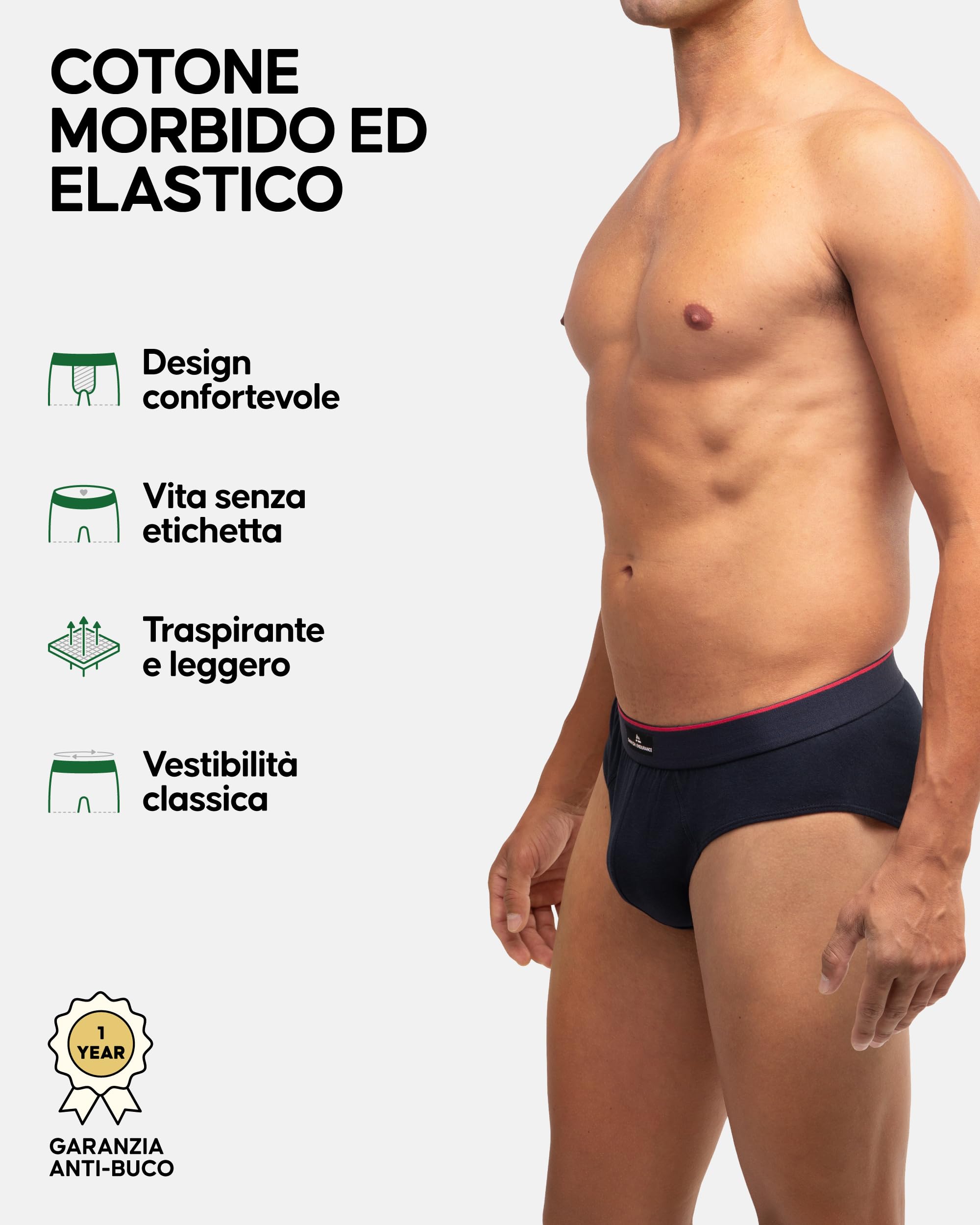 Danish Endurance 6 Pack Slip in Cotone da Uomo, Vita Comoda, Senza Etichette