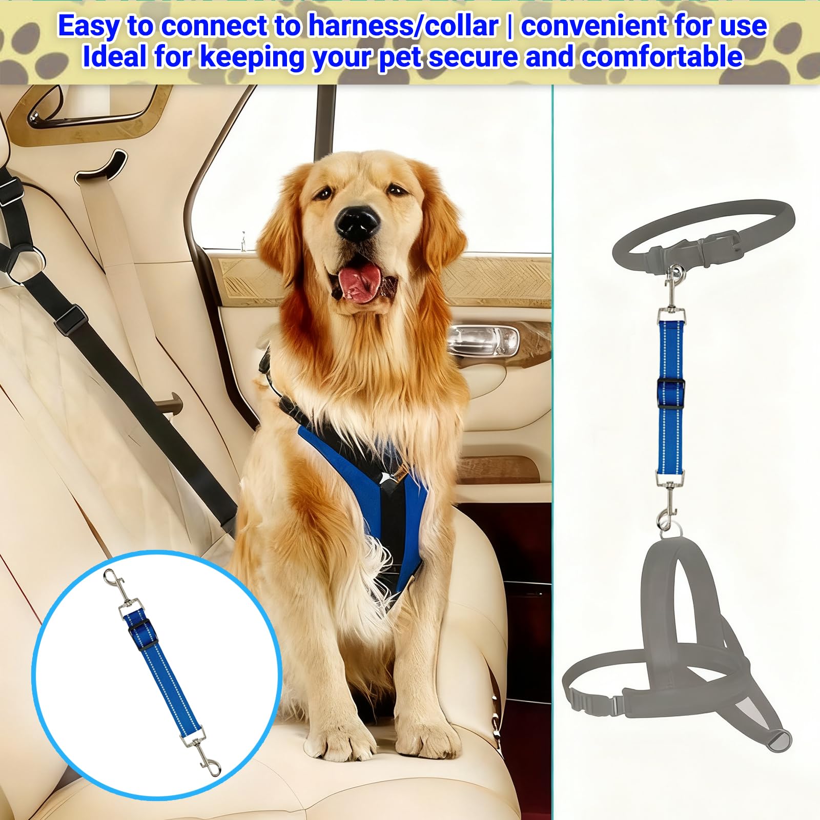 Lot de 2 Clips de Collier pour Chien en Nylon Réfléchissant - Collier de Secours Réglable de Sécurité pour Animal Domestique - Fermoir à Double Extrémité pour Chiens et Chiots (Noir, Bleu)
